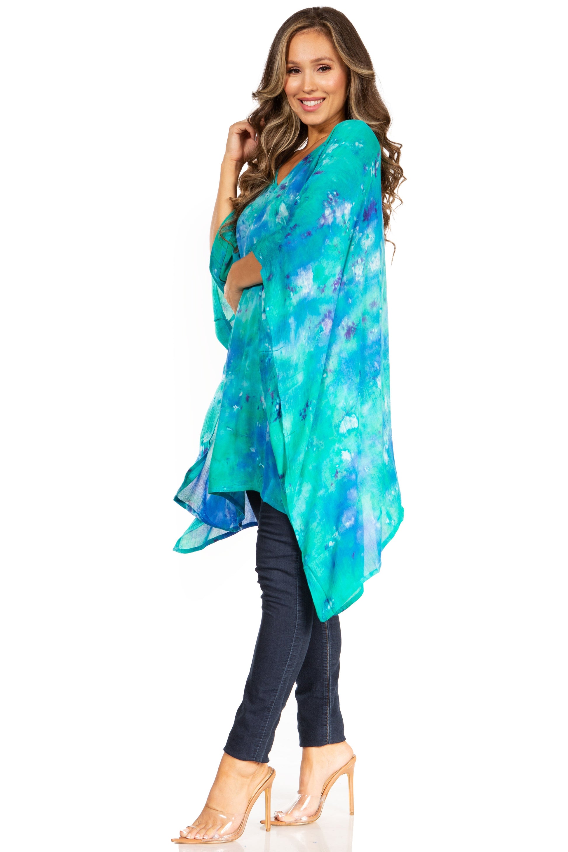 Sakkas Adalwin Second TieDye Desert Sun Circle Ponch Tunic Top Blouse W/Embroidery - Concordia Style Boutique