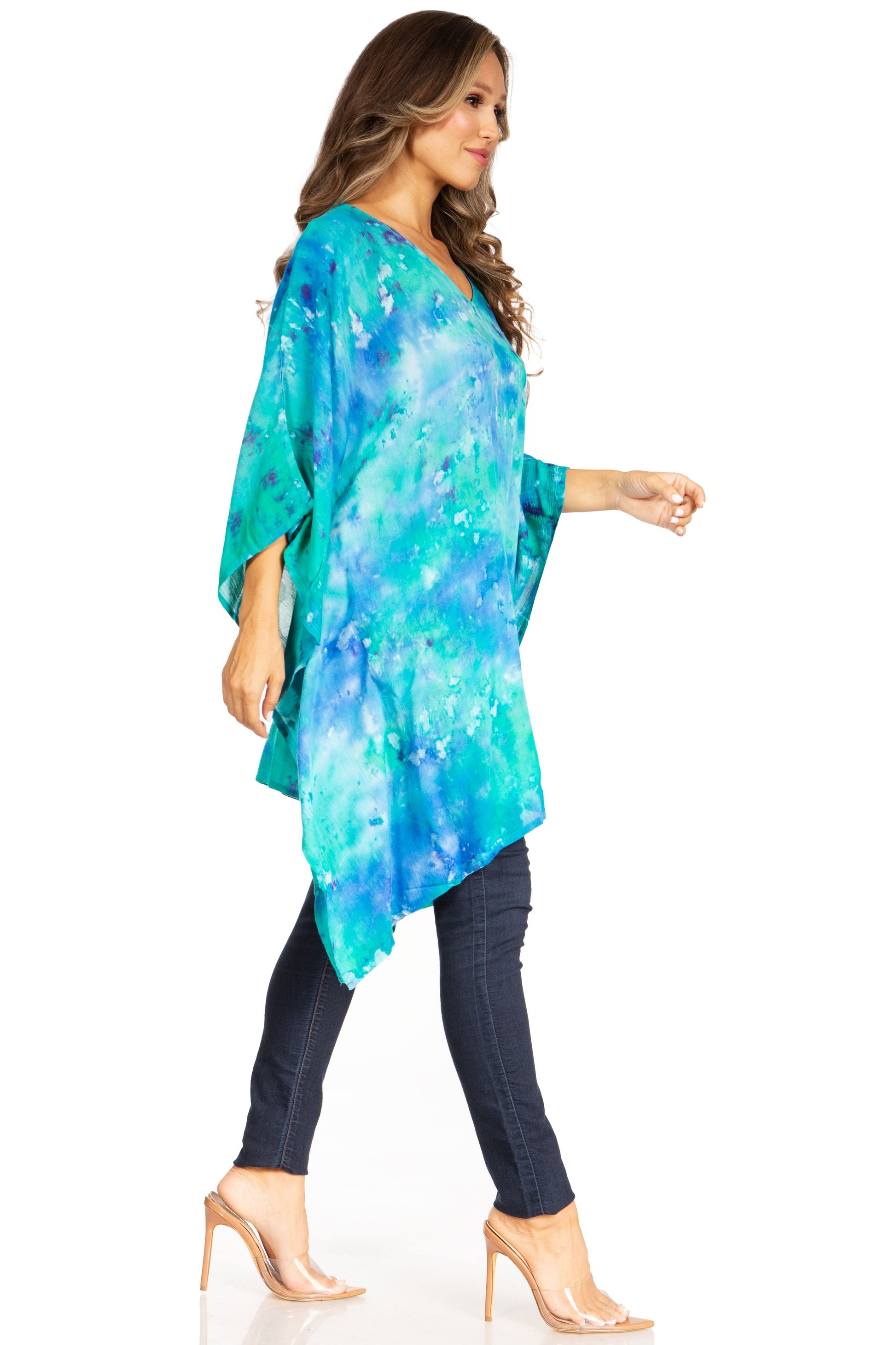 Sakkas Adalwin Second TieDye Desert Sun Circle Ponch Tunic Top Blouse W/Embroidery - Concordia Style Boutique