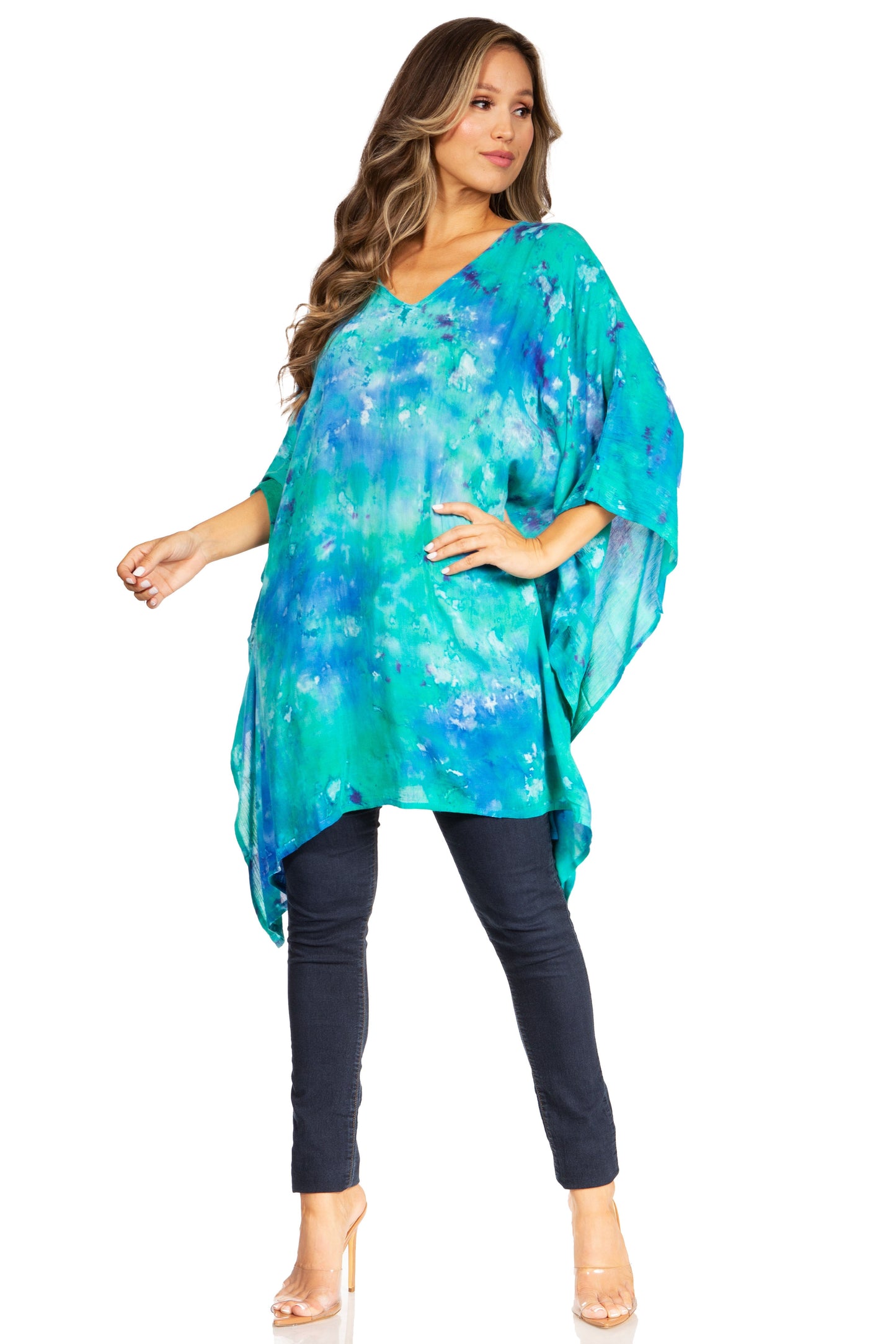 Sakkas Adalwin Second TieDye Desert Sun Circle Ponch Tunic Top Blouse W/Embroidery - Concordia Style Boutique