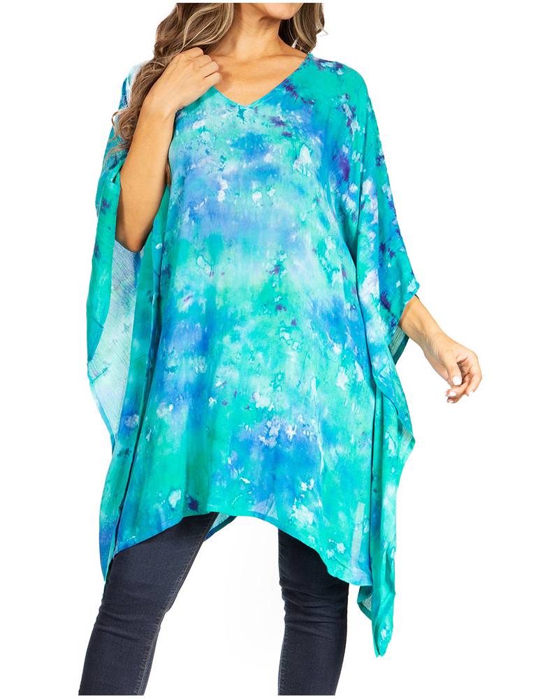 Sakkas Adalwin Second TieDye Desert Sun Circle Ponch Tunic Top Blouse W/Embroidery - Concordia Style Boutique