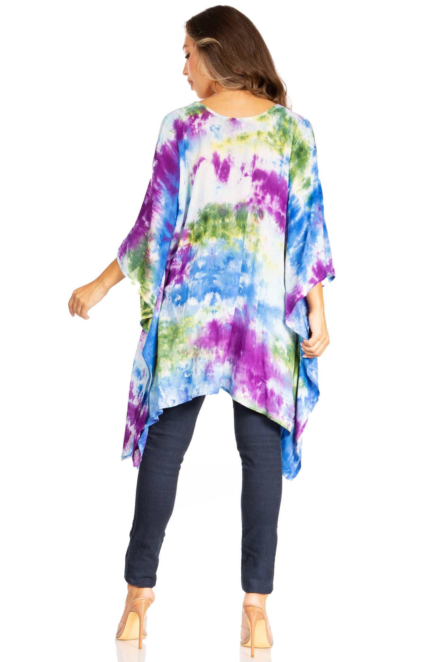 Sakkas Adalwin Second TieDye Desert Sun Circle Ponch Tunic Top Blouse W/Embroidery - Concordia Style Boutique