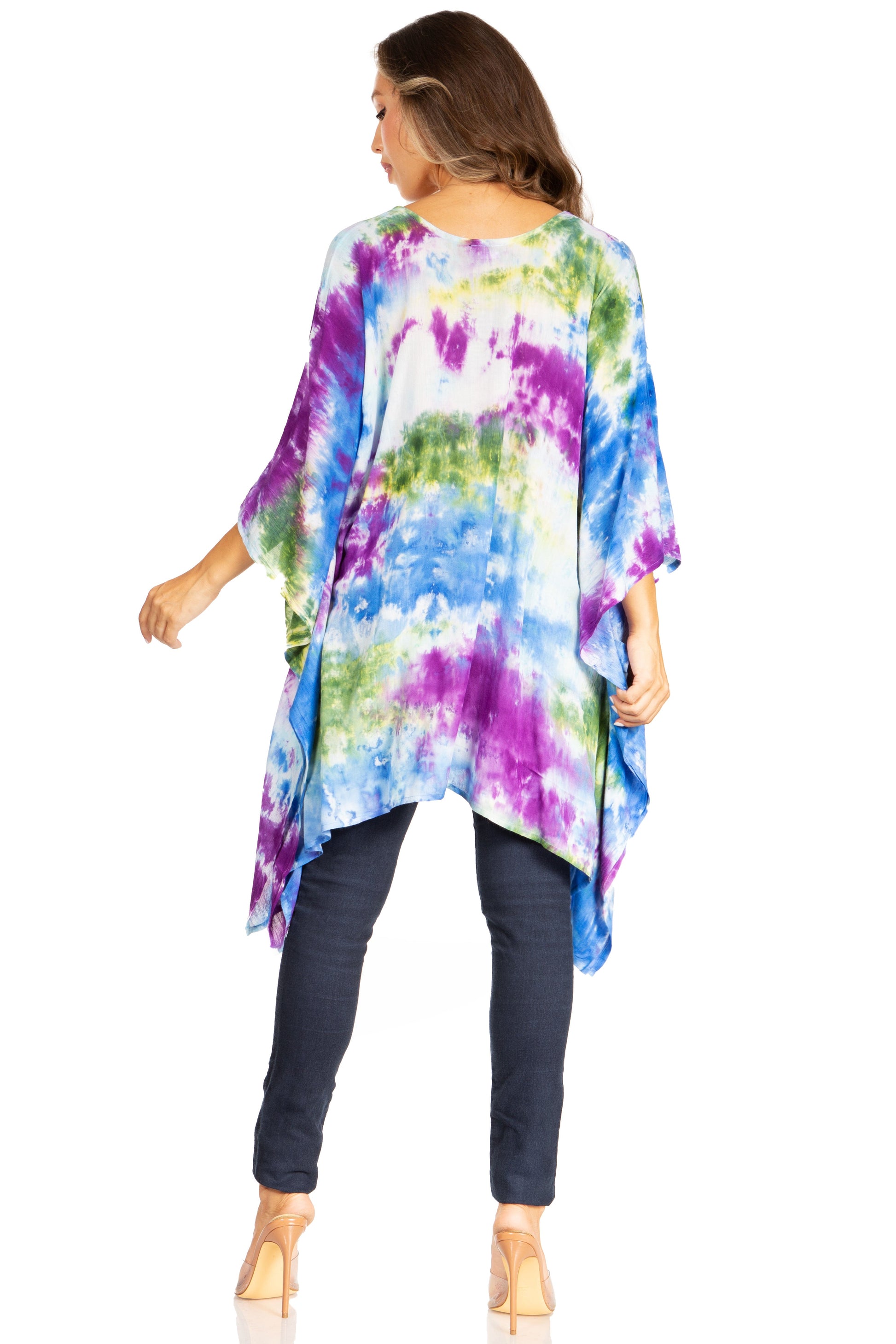 Sakkas Adalwin Second TieDye Desert Sun Circle Ponch Tunic Top Blouse W/Embroidery - Concordia Style Boutique
