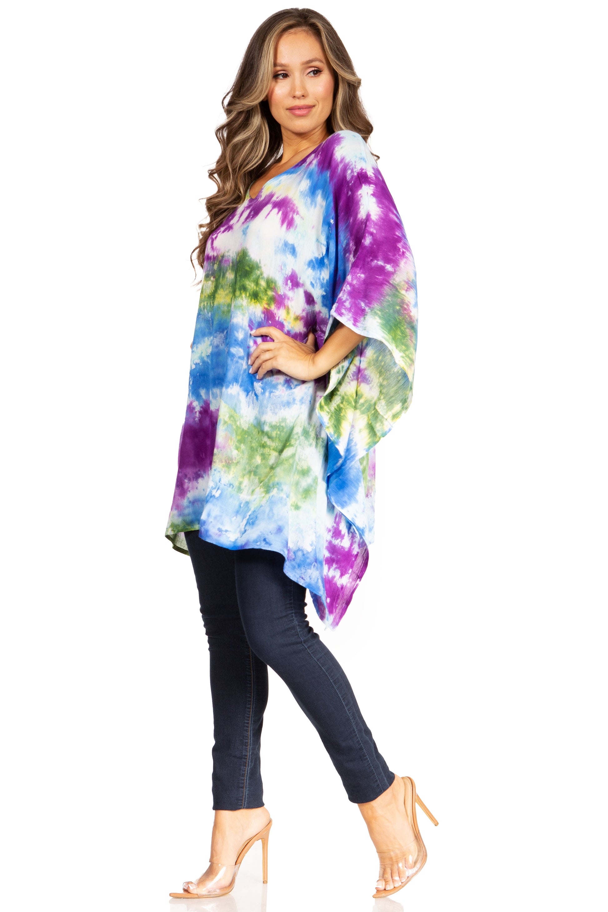 Sakkas Adalwin Second TieDye Desert Sun Circle Ponch Tunic Top Blouse W/Embroidery - Concordia Style Boutique