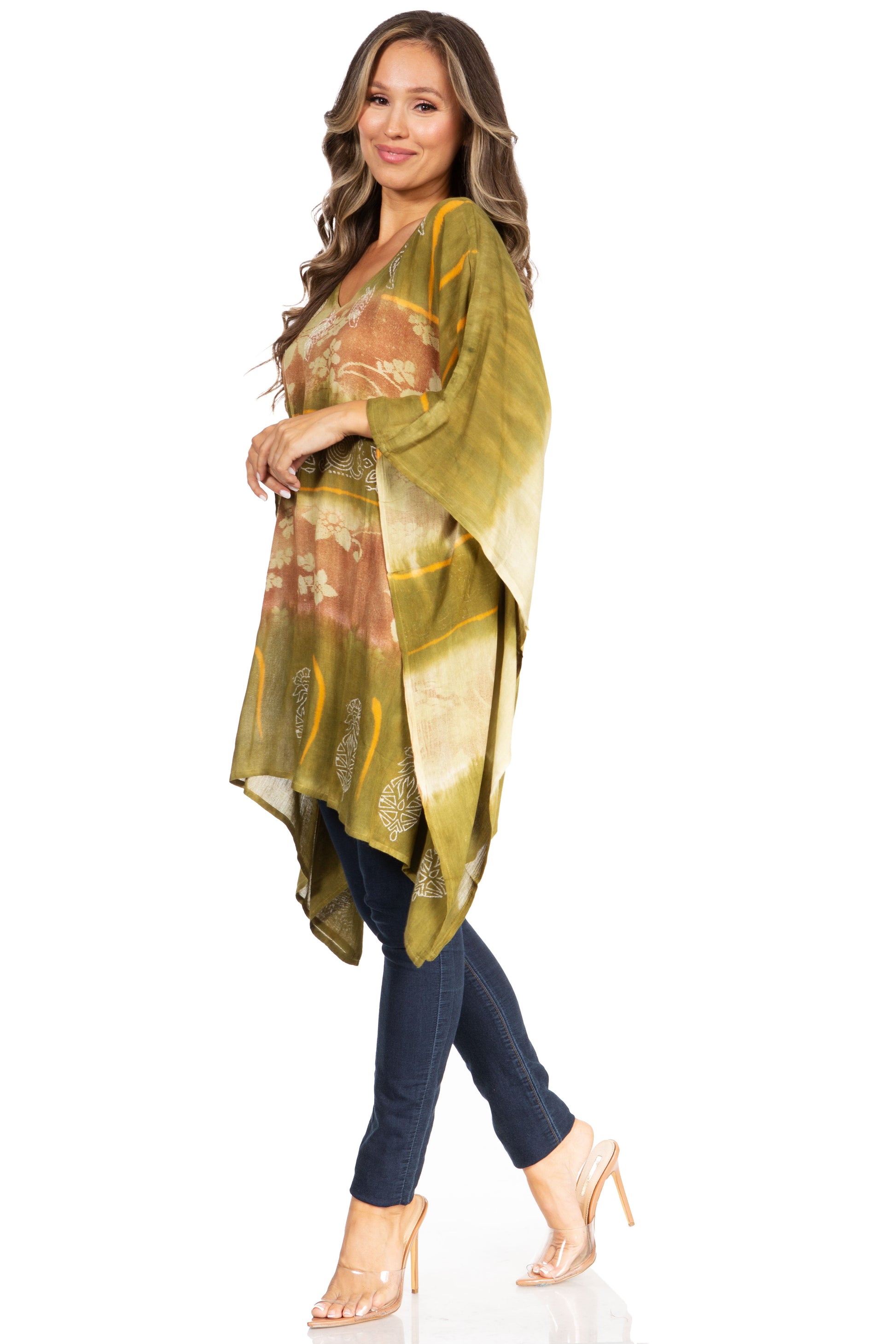Sakkas Adalwin Second TieDye Desert Sun Circle Ponch Tunic Top Blouse W/Embroidery - Concordia Style Boutique