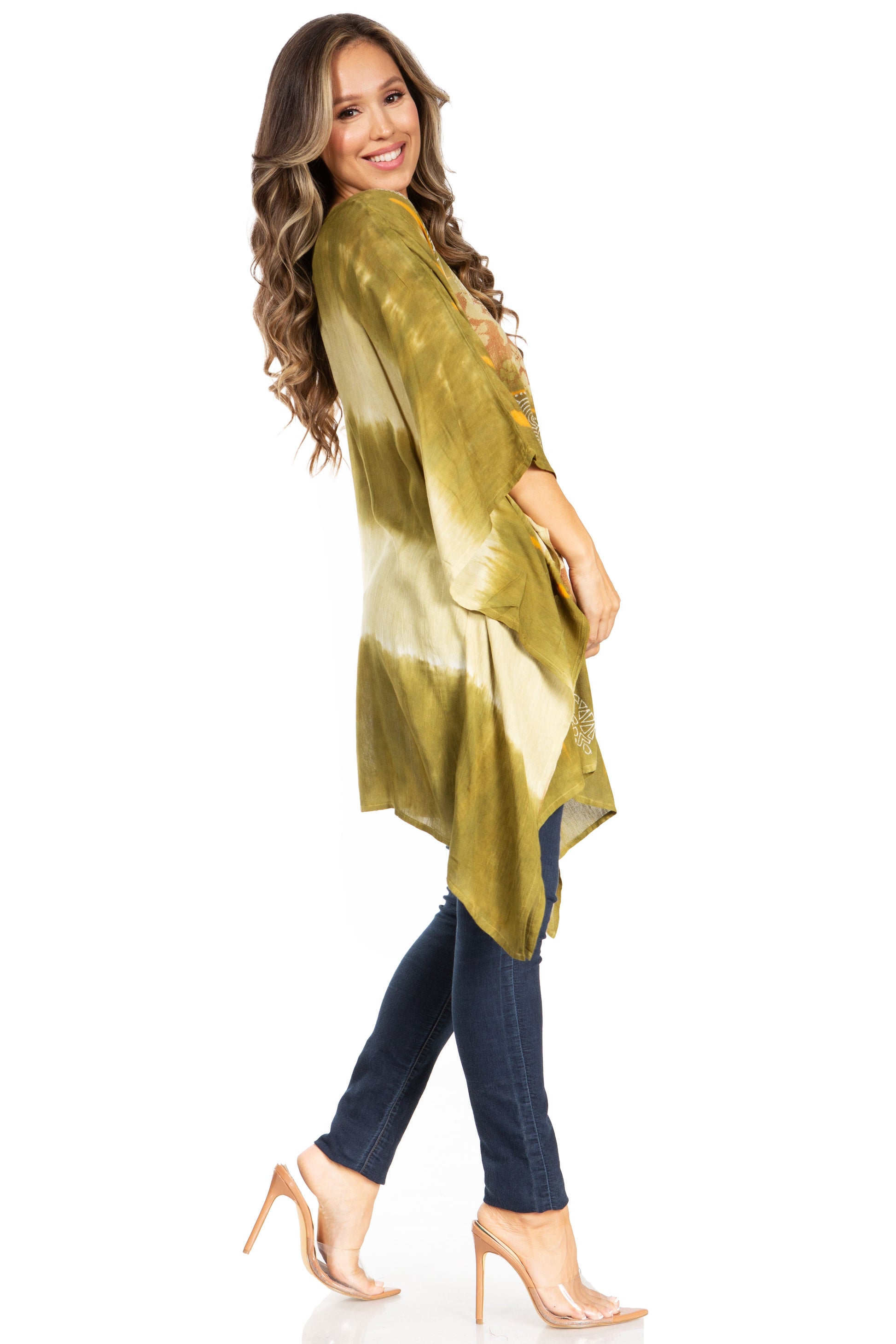 Sakkas Adalwin Second TieDye Desert Sun Circle Ponch Tunic Top Blouse W/Embroidery - Concordia Style Boutique