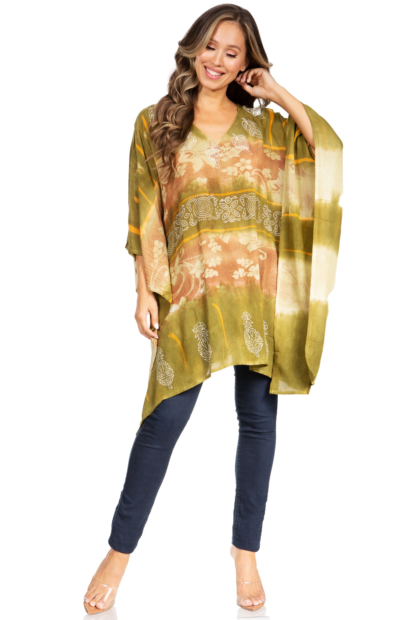 Sakkas Adalwin Second TieDye Desert Sun Circle Ponch Tunic Top Blouse W/Embroidery - Concordia Style Boutique