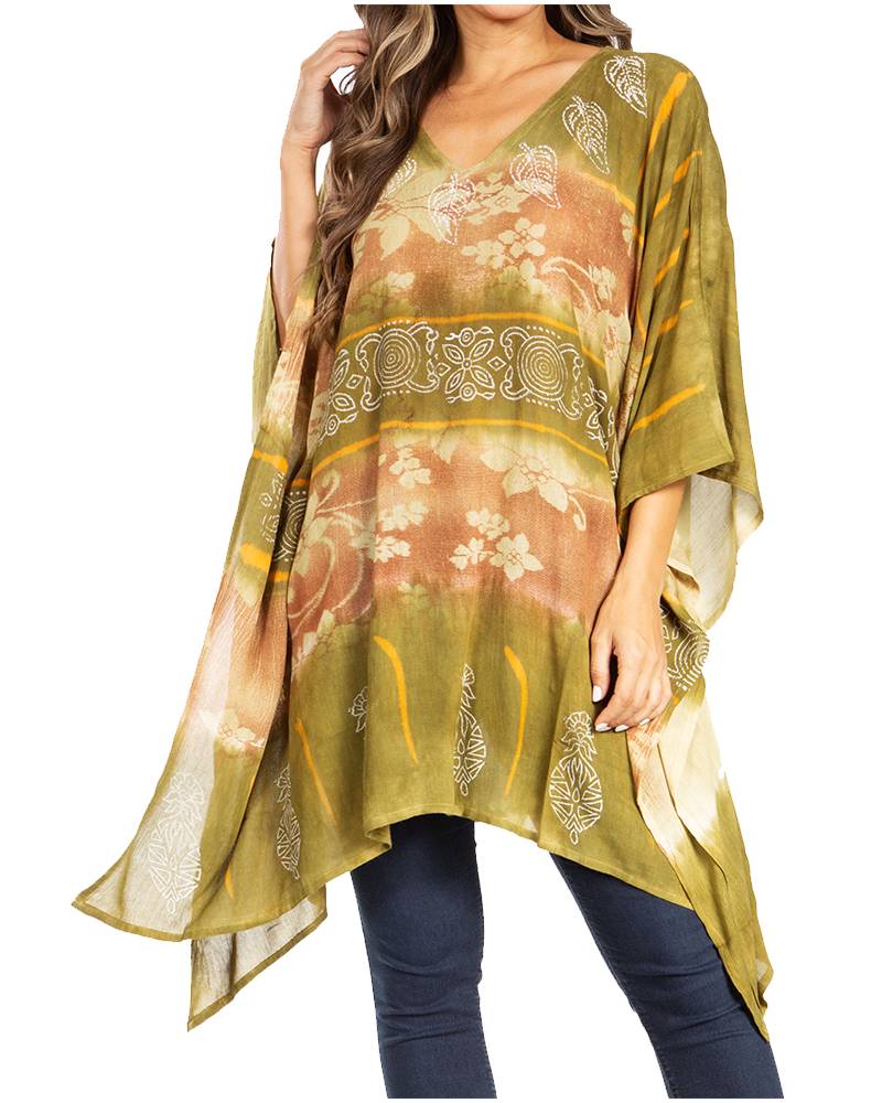 Sakkas Adalwin Second TieDye Desert Sun Circle Ponch Tunic Top Blouse W/Embroidery - Concordia Style Boutique