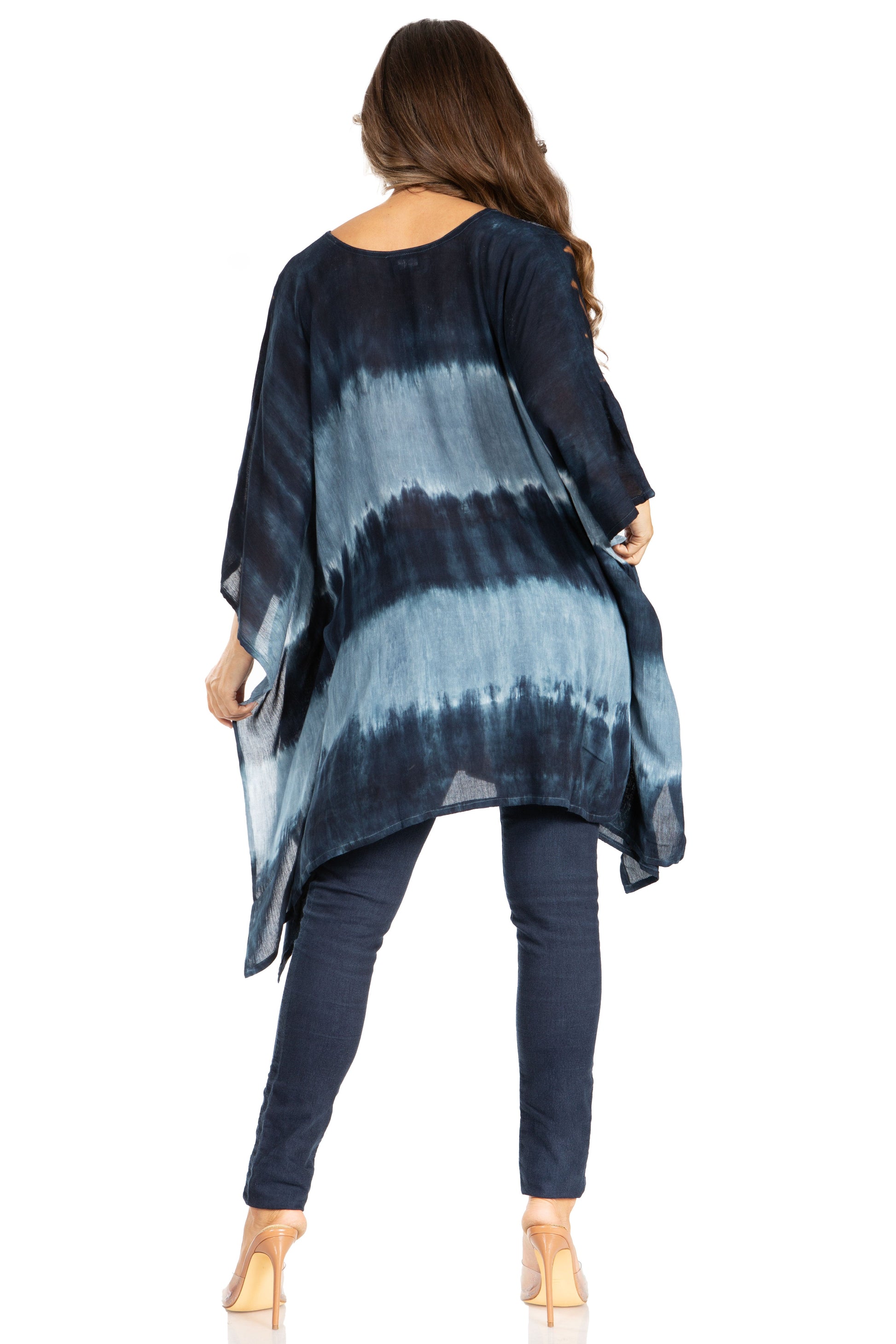 Sakkas Adalwin Second TieDye Desert Sun Circle Ponch Tunic Top Blouse W/Embroidery - Concordia Style Boutique