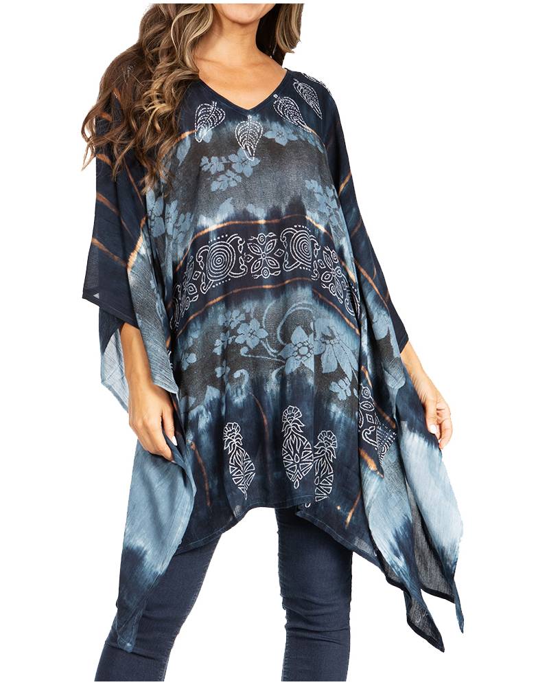 Sakkas Adalwin Second TieDye Desert Sun Circle Ponch Tunic Top Blouse W/Embroidery - Concordia Style Boutique
