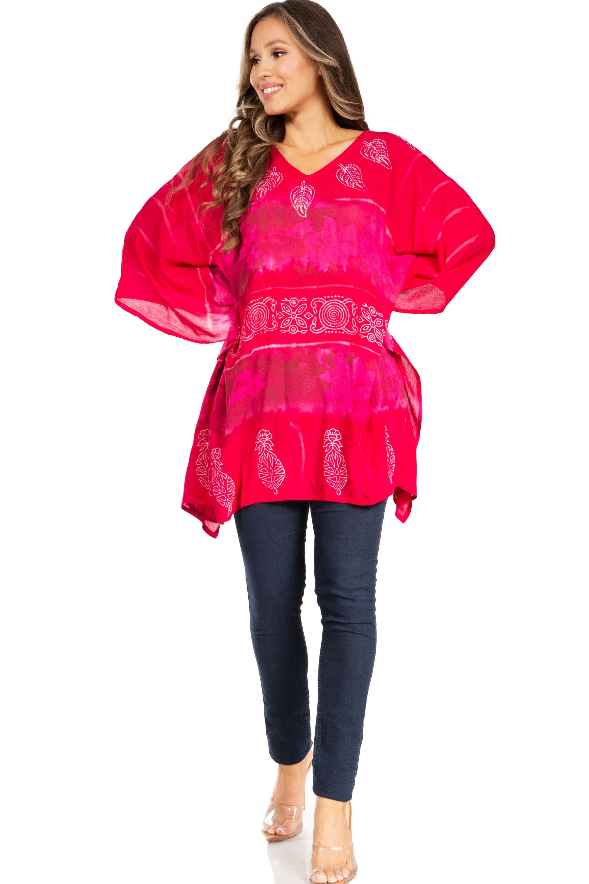 Sakkas Adalwin Second TieDye Desert Sun Circle Ponch Tunic Top Blouse W/Embroidery - Concordia Style Boutique
