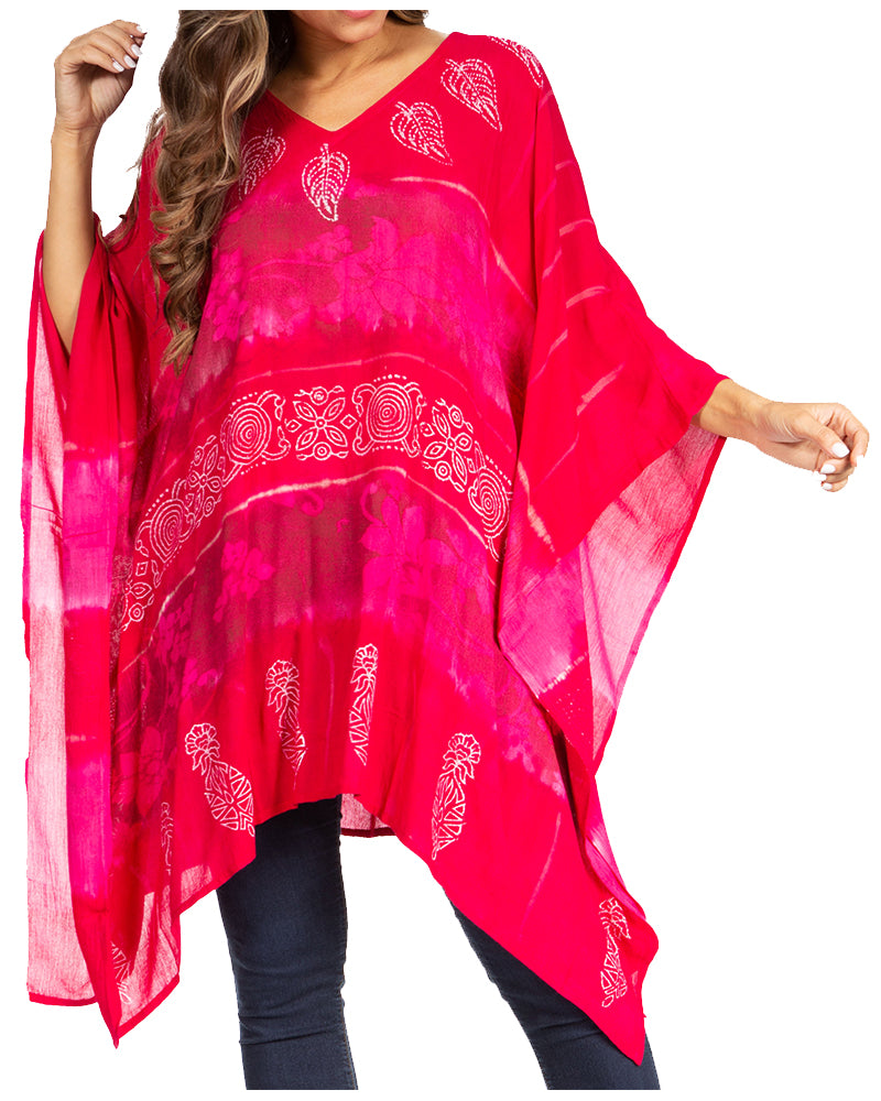 Sakkas Adalwin Second TieDye Desert Sun Circle Ponch Tunic Top Blouse W/Embroidery - Concordia Style Boutique