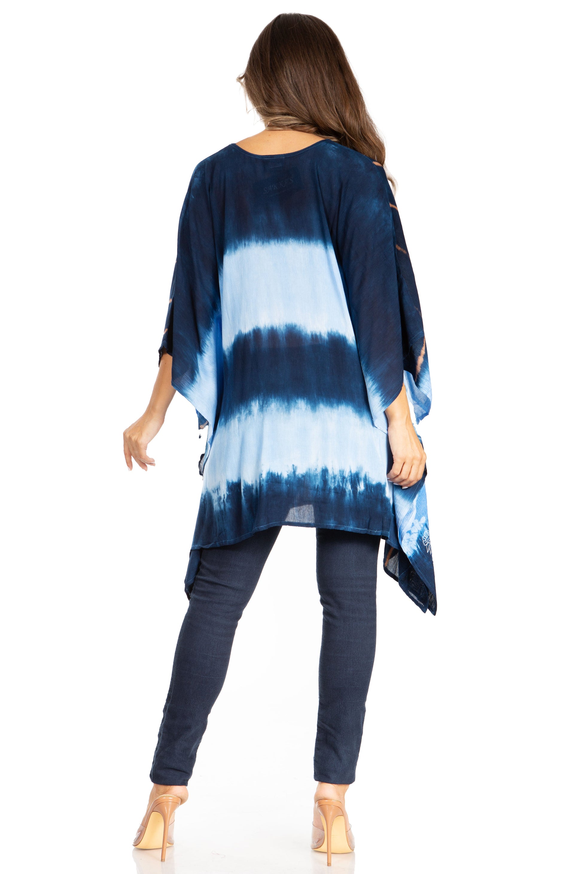 Sakkas Adalwin Second TieDye Desert Sun Circle Ponch Tunic Top Blouse W/Embroidery - Concordia Style Boutique