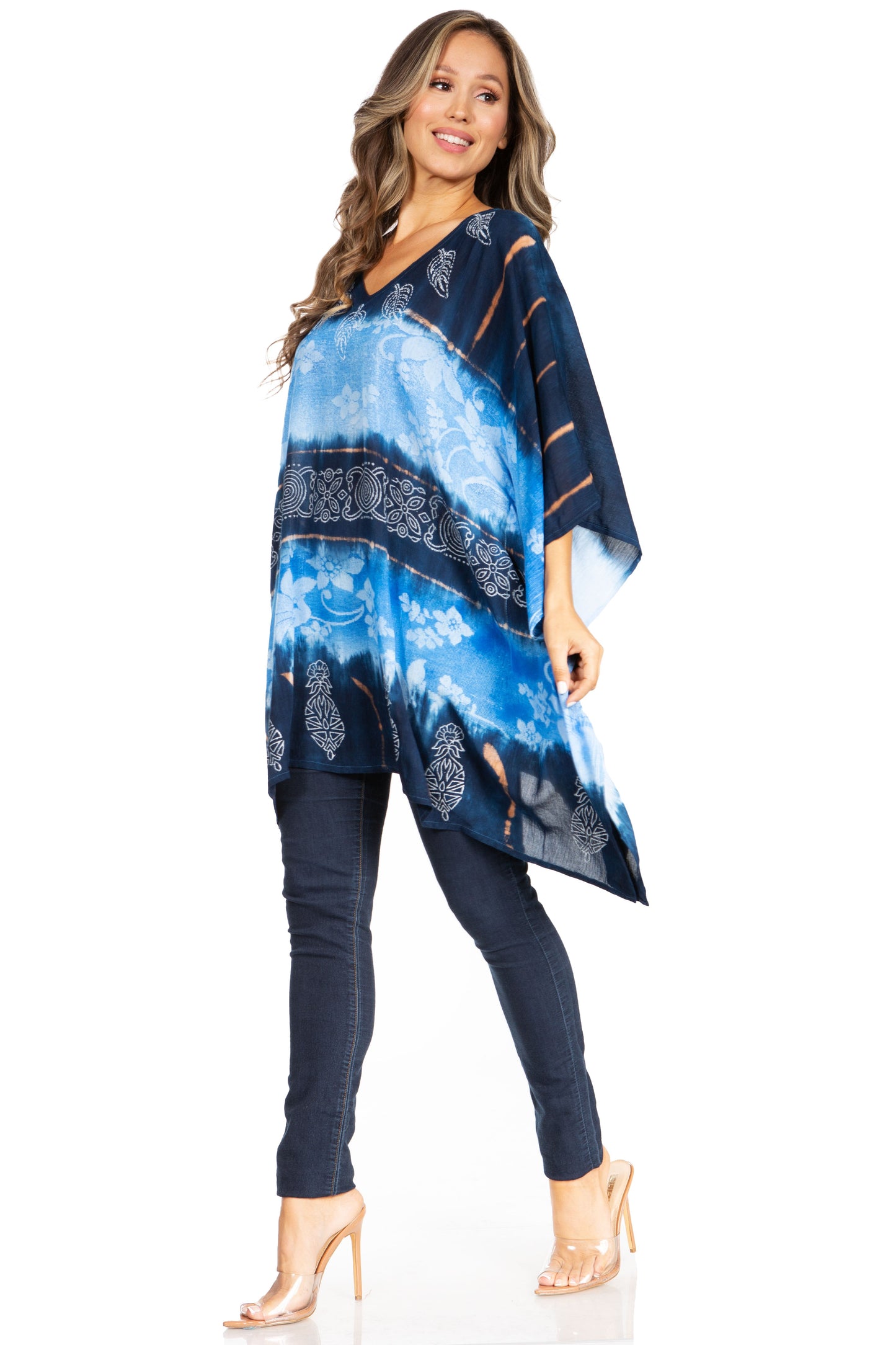 Sakkas Adalwin Second TieDye Desert Sun Circle Ponch Tunic Top Blouse W/Embroidery - Concordia Style Boutique