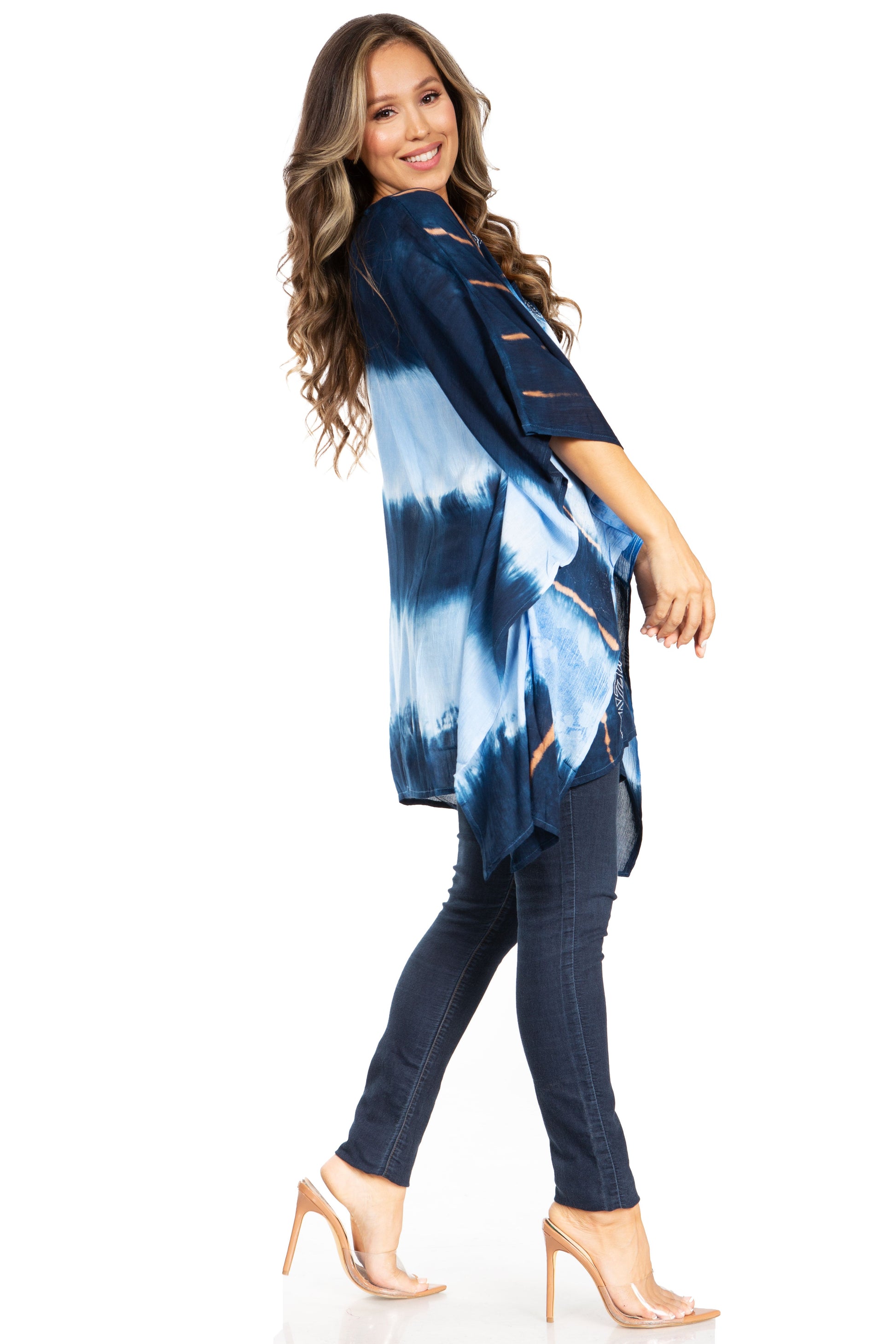 Sakkas Adalwin Second TieDye Desert Sun Circle Ponch Tunic Top Blouse W/Embroidery - Concordia Style Boutique