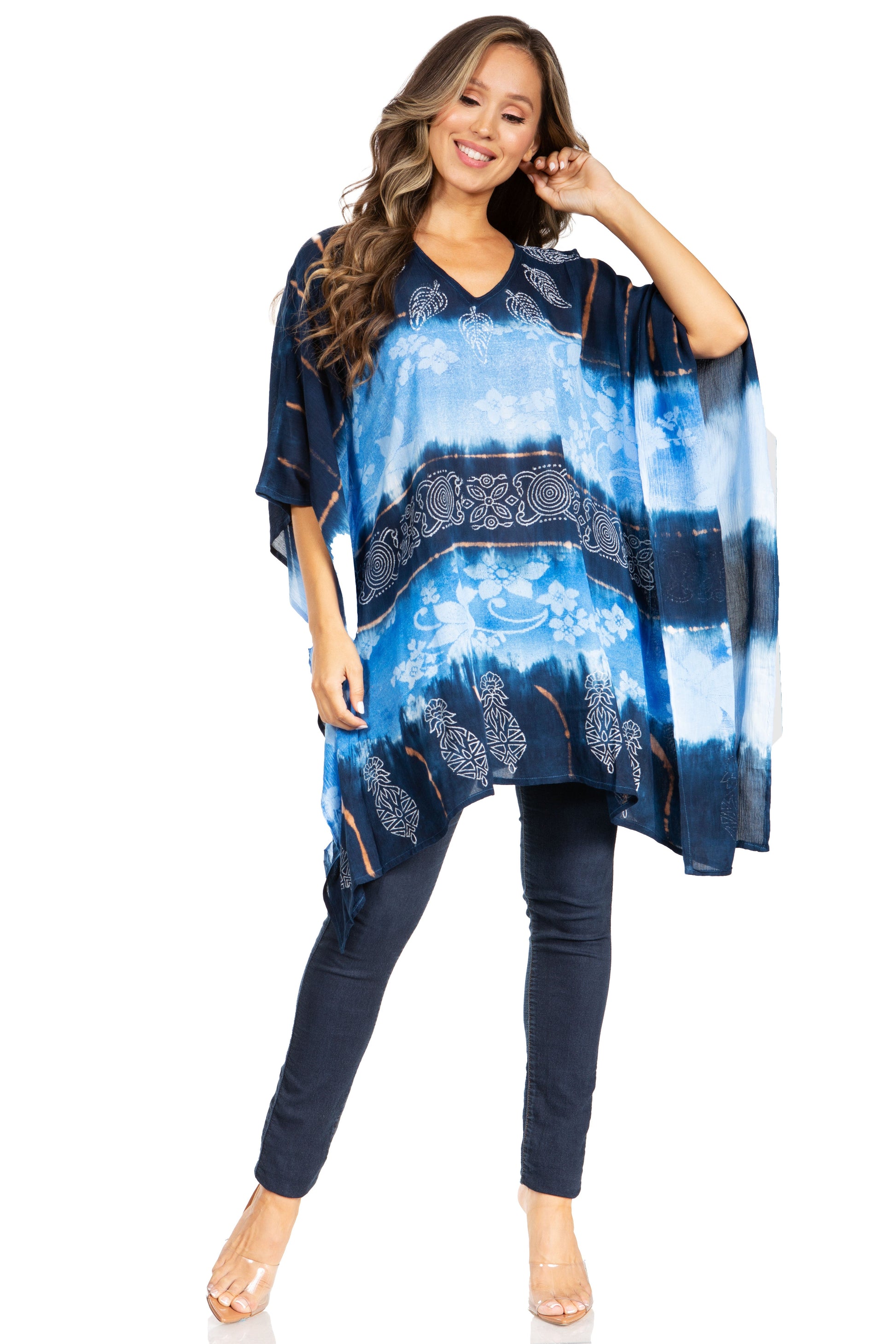 Sakkas Adalwin Second TieDye Desert Sun Circle Ponch Tunic Top Blouse W/Embroidery - Concordia Style Boutique