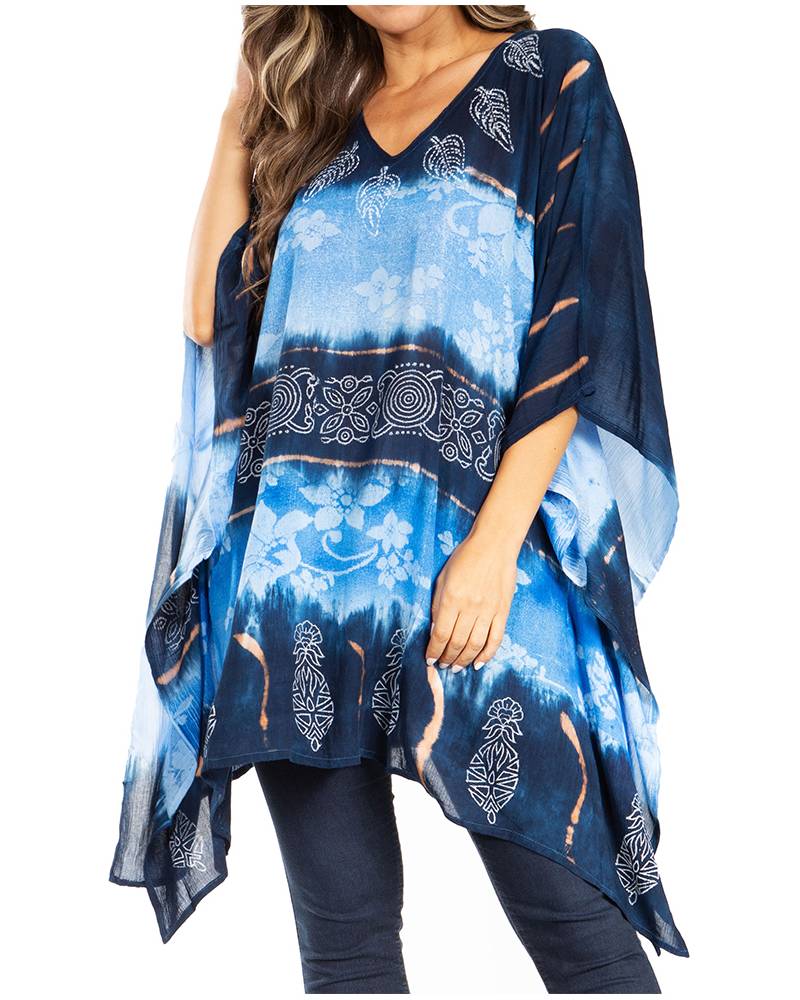 Sakkas Adalwin Second TieDye Desert Sun Circle Ponch Tunic Top Blouse W/Embroidery - Concordia Style Boutique