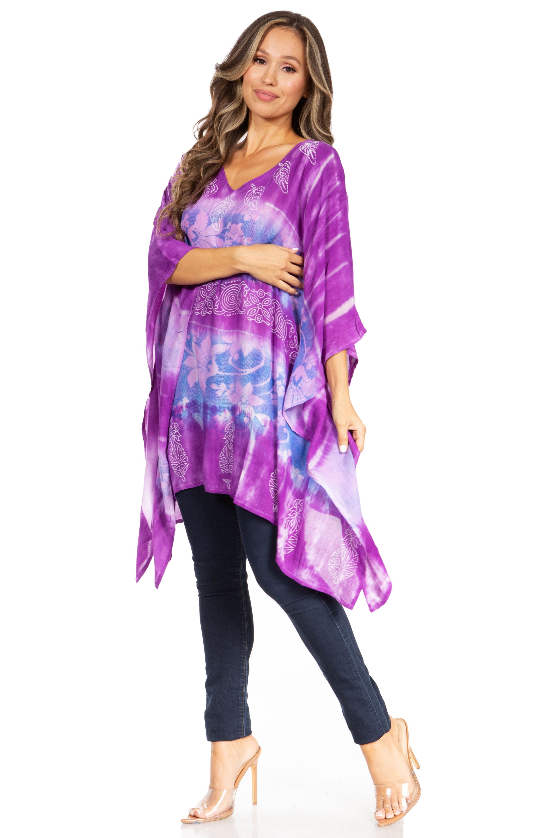 Sakkas Adalwin Second TieDye Desert Sun Circle Ponch Tunic Top Blouse W/Embroidery - Concordia Style Boutique