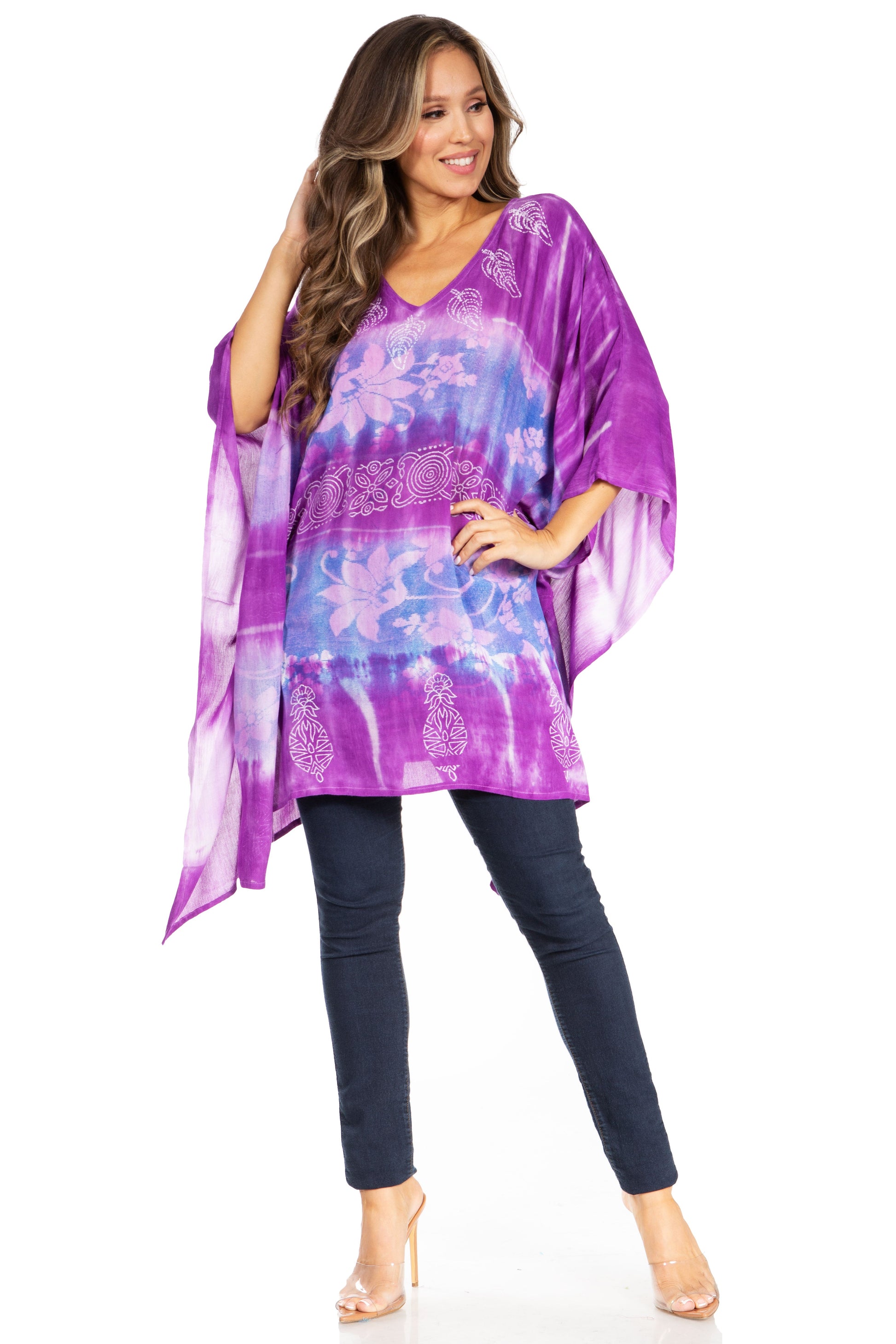Sakkas Adalwin Second TieDye Desert Sun Circle Ponch Tunic Top Blouse W/Embroidery - Concordia Style Boutique