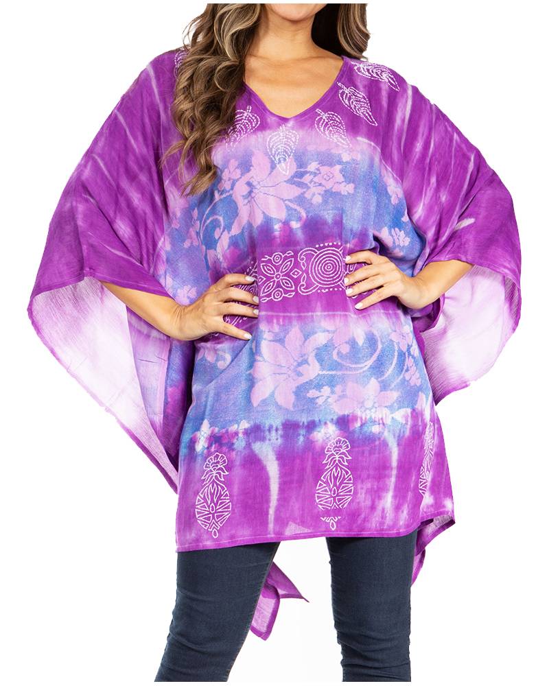 Sakkas Adalwin Second TieDye Desert Sun Circle Ponch Tunic Top Blouse W/Embroidery - Concordia Style Boutique