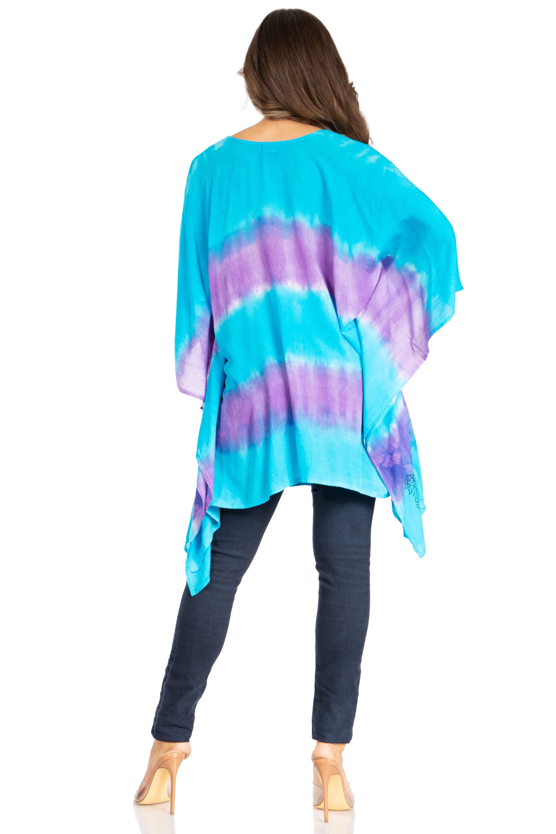 Sakkas Adalwin Second TieDye Desert Sun Circle Ponch Tunic Top Blouse W/Embroidery - Concordia Style Boutique