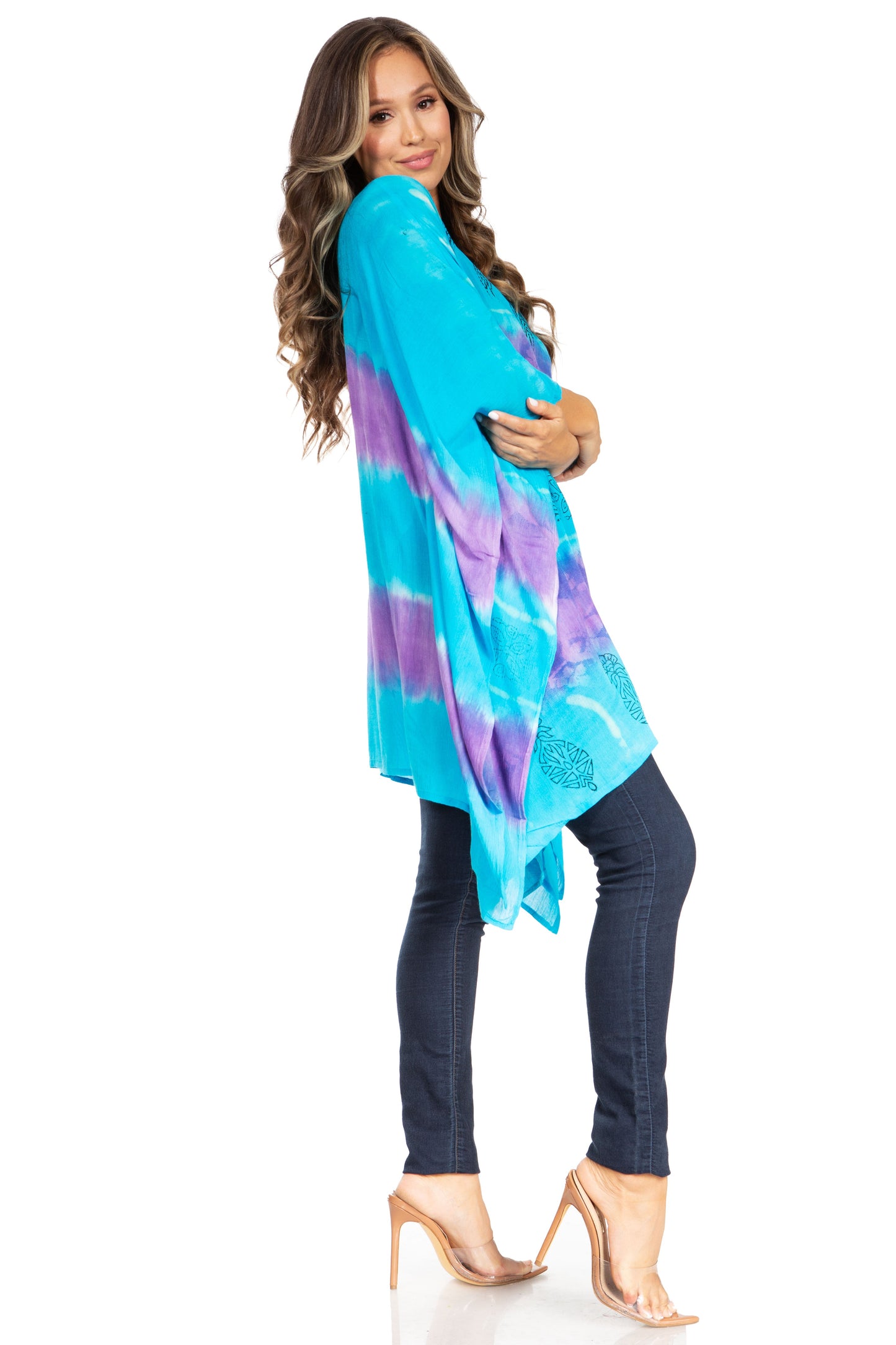Sakkas Adalwin Second TieDye Desert Sun Circle Ponch Tunic Top Blouse W/Embroidery - Concordia Style Boutique