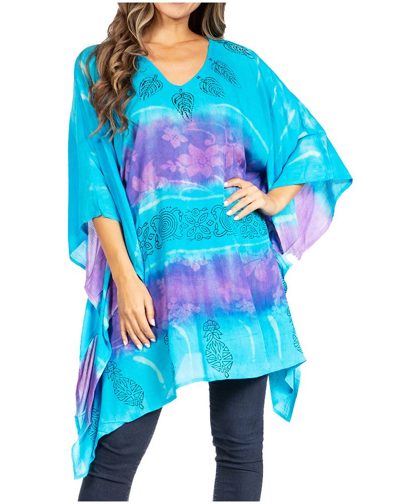 Sakkas Adalwin Second TieDye Desert Sun Circle Ponch Tunic Top Blouse W/Embroidery - Concordia Style Boutique