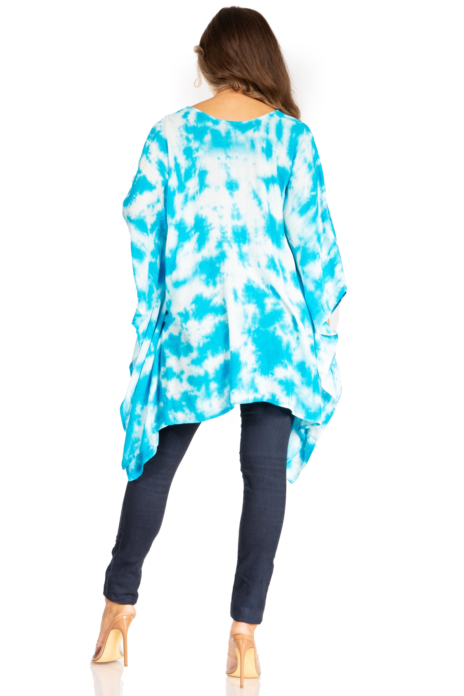 Sakkas Adalwin Second TieDye Desert Sun Circle Ponch Tunic Top Blouse W/Embroidery - Concordia Style Boutique