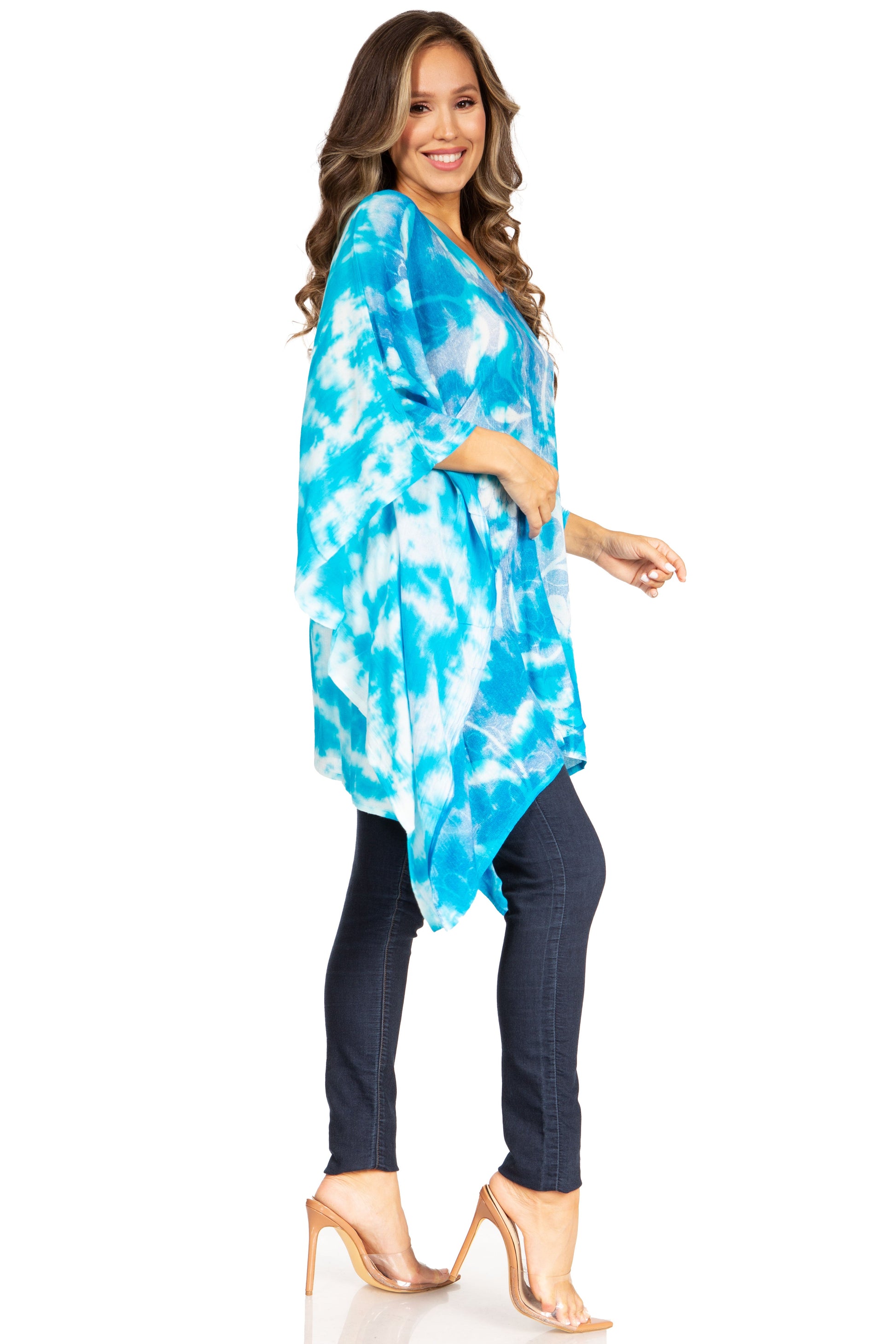 Sakkas Adalwin Second TieDye Desert Sun Circle Ponch Tunic Top Blouse W/Embroidery - Concordia Style Boutique