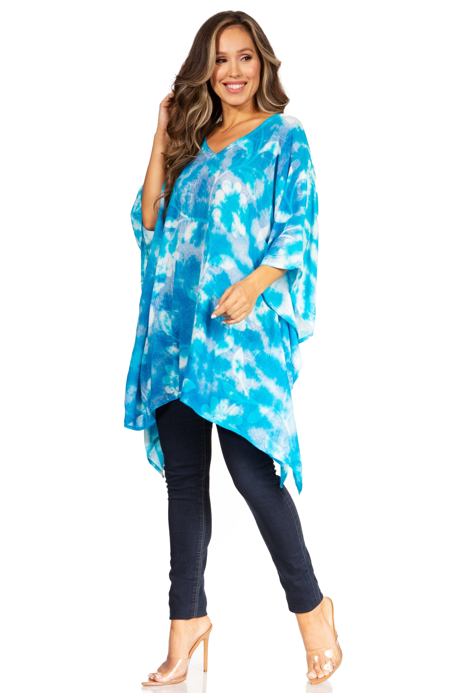 Sakkas Adalwin Second TieDye Desert Sun Circle Ponch Tunic Top Blouse W/Embroidery - Concordia Style Boutique