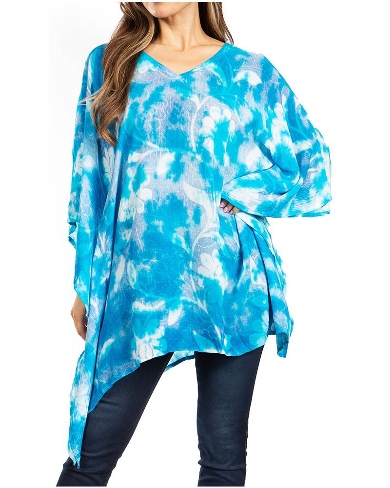 Sakkas Adalwin Second TieDye Desert Sun Circle Ponch Tunic Top Blouse W/Embroidery - Concordia Style Boutique