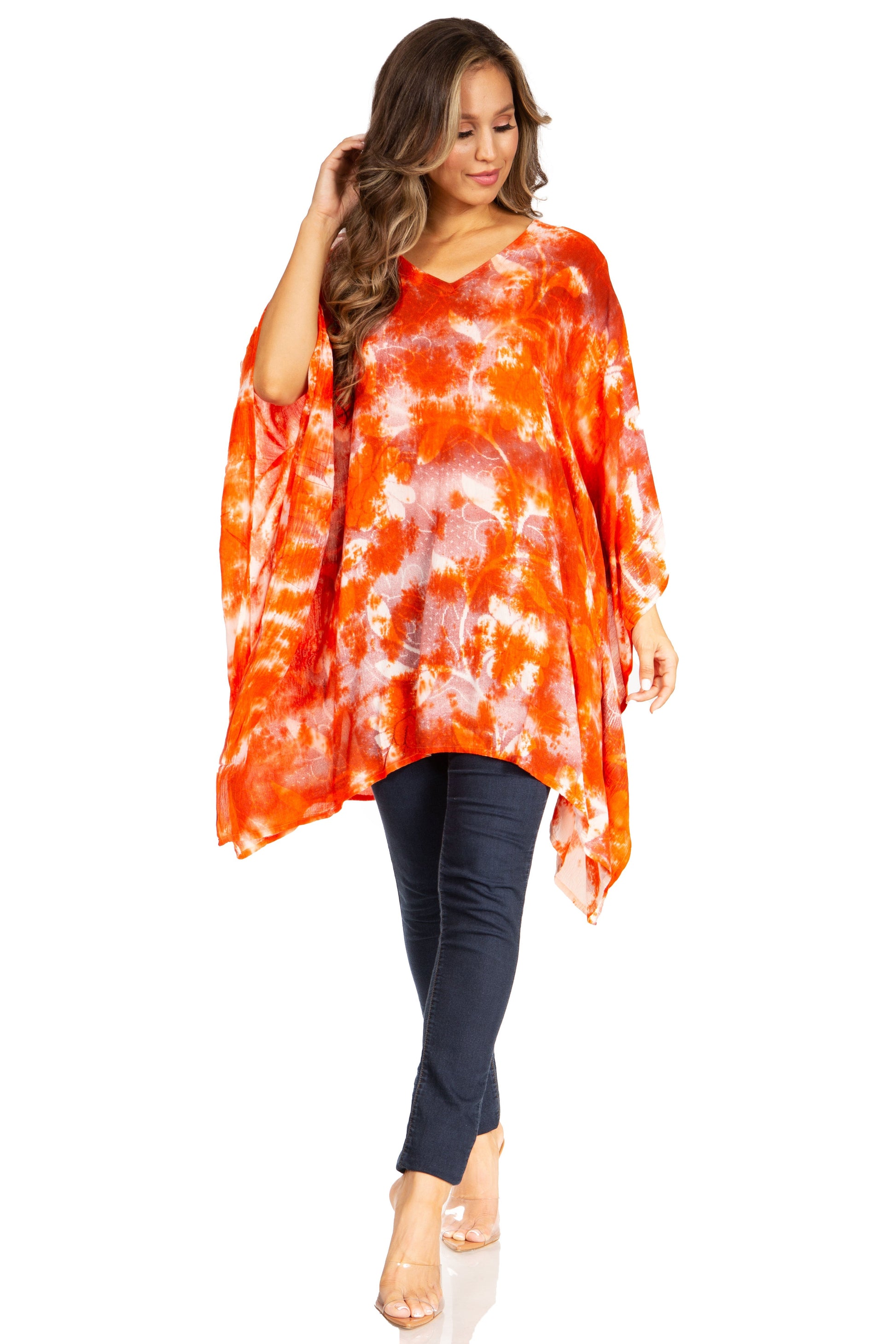Sakkas Adalwin Second TieDye Desert Sun Circle Ponch Tunic Top Blouse W/Embroidery - Concordia Style Boutique