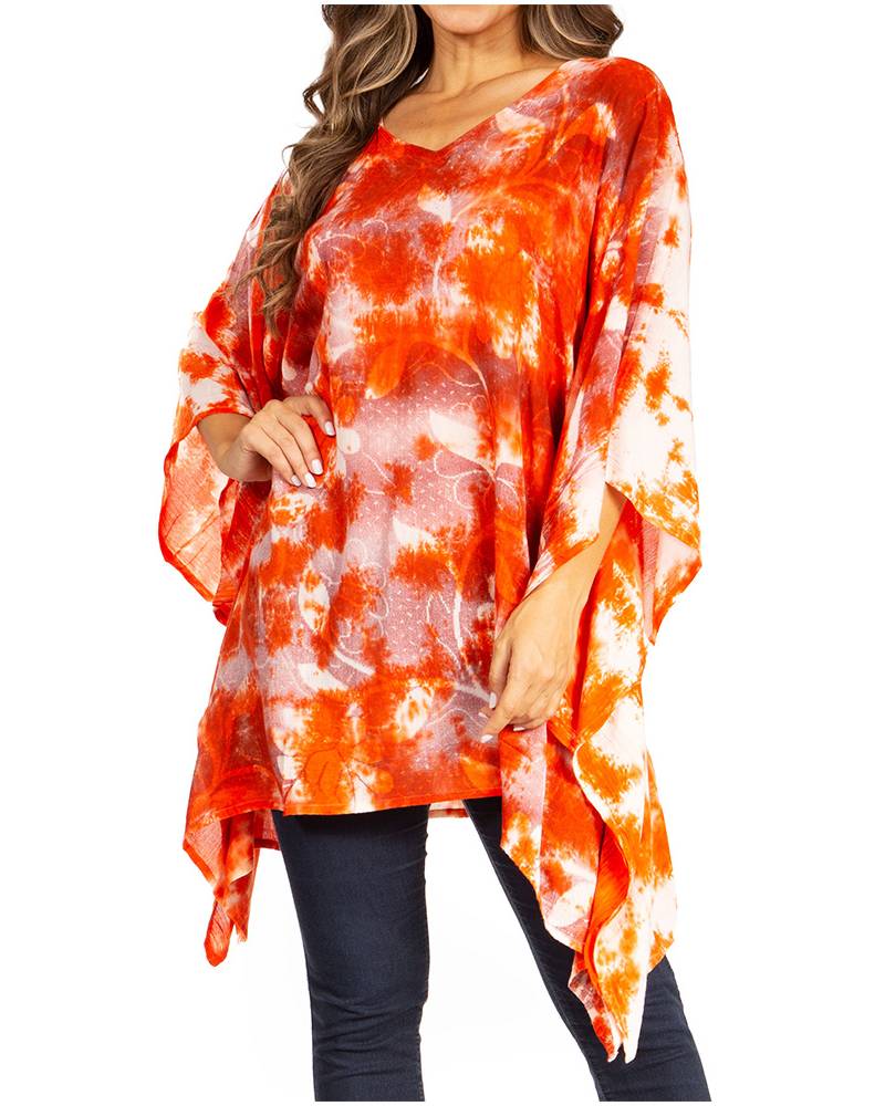 Sakkas Adalwin Second TieDye Desert Sun Circle Ponch Tunic Top Blouse W/Embroidery - Concordia Style Boutique