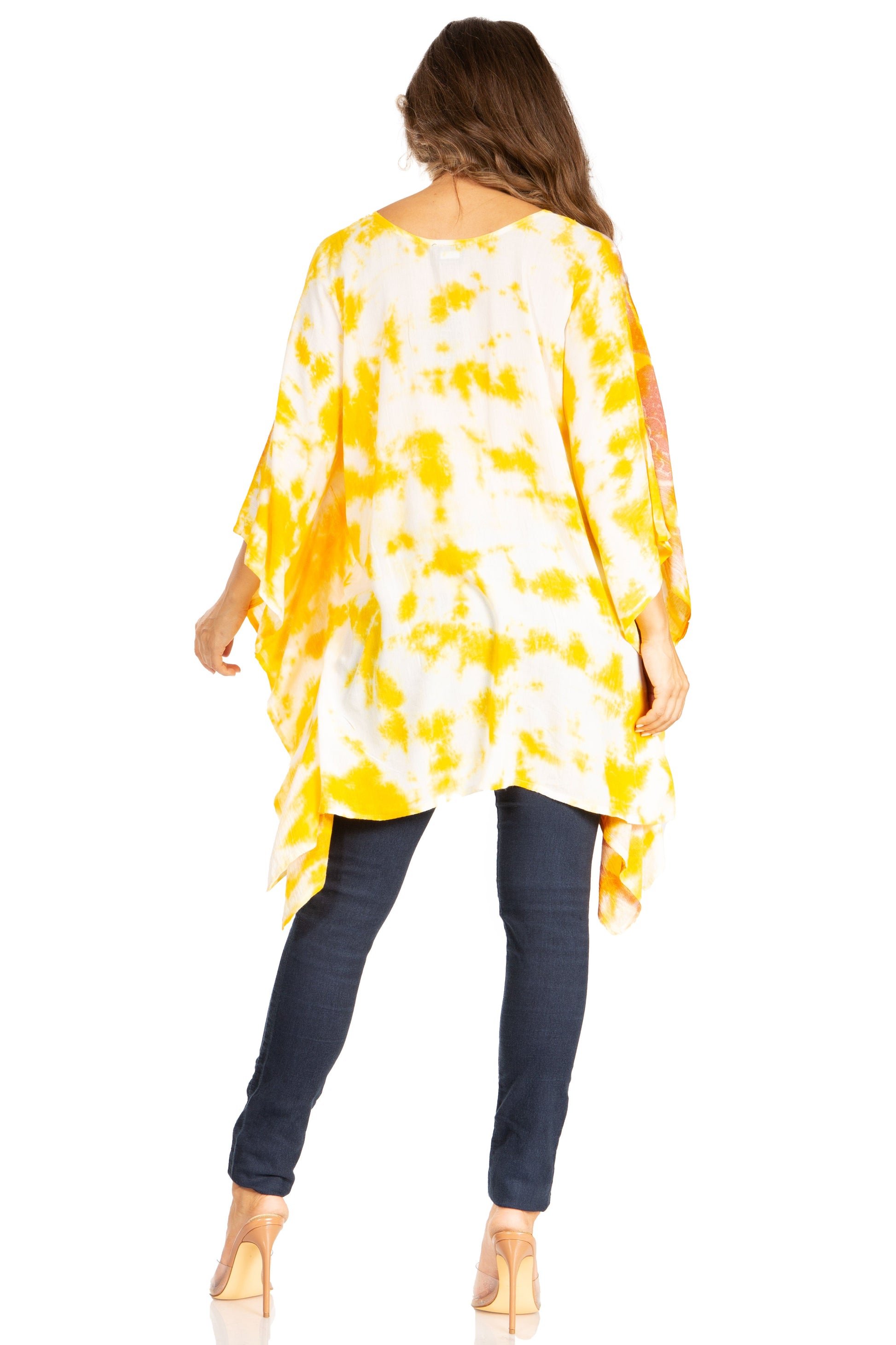 Sakkas Adalwin Second TieDye Desert Sun Circle Ponch Tunic Top Blouse W/Embroidery - Concordia Style Boutique