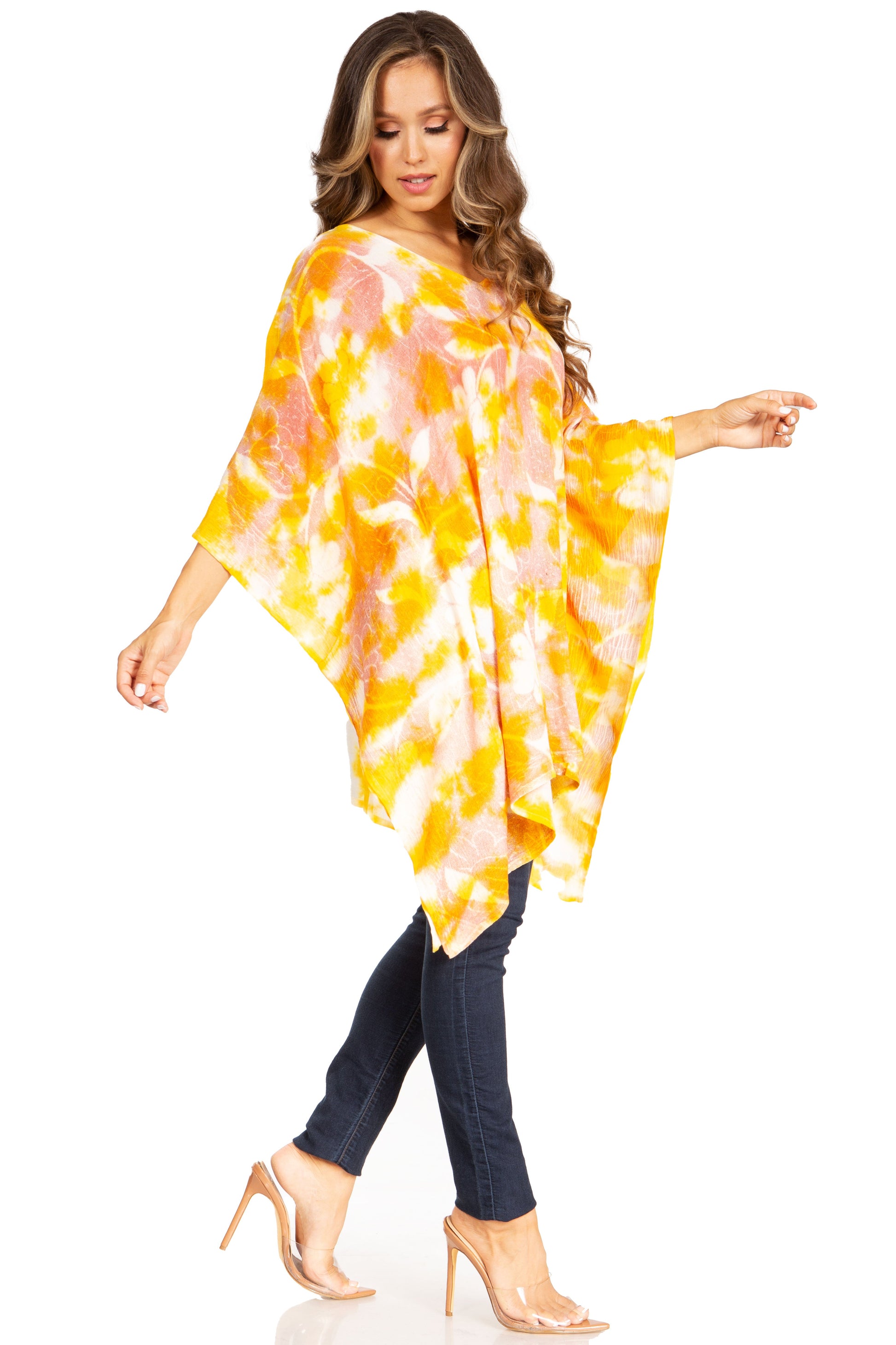 Sakkas Adalwin Second TieDye Desert Sun Circle Ponch Tunic Top Blouse W/Embroidery - Concordia Style Boutique