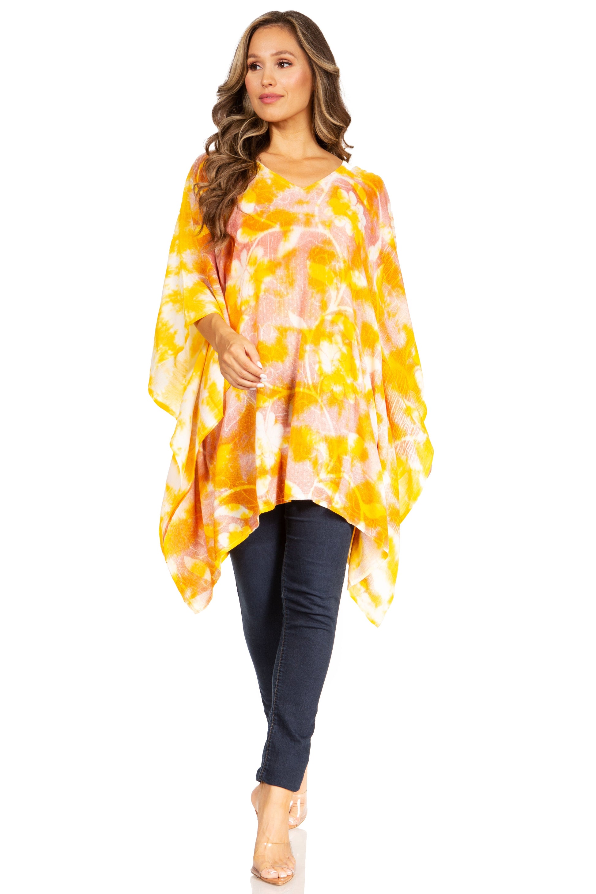 Sakkas Adalwin Second TieDye Desert Sun Circle Ponch Tunic Top Blouse W/Embroidery - Concordia Style Boutique