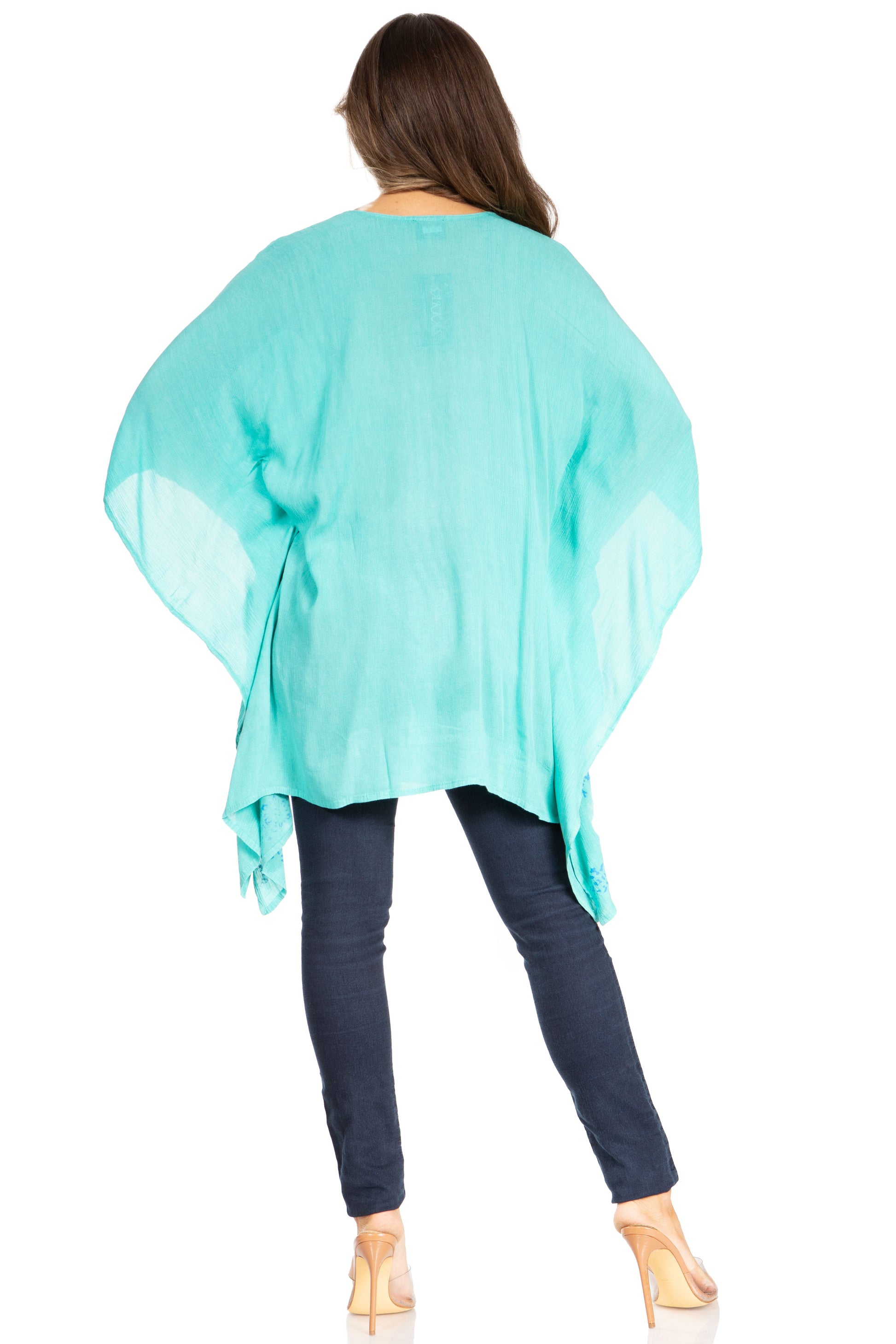 Sakkas Adalwin Third Tie Dye Desert Sun Circle Ponch Tunic Top Blouse W/Embroidery - Concordia Style Boutique