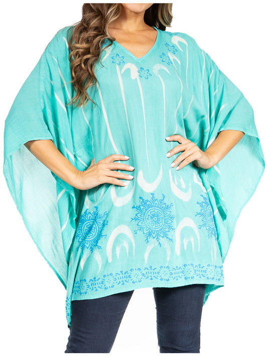 Sakkas Adalwin Third Tie Dye Desert Sun Circle Ponch Tunic Top Blouse W/Embroidery - Concordia Style Boutique