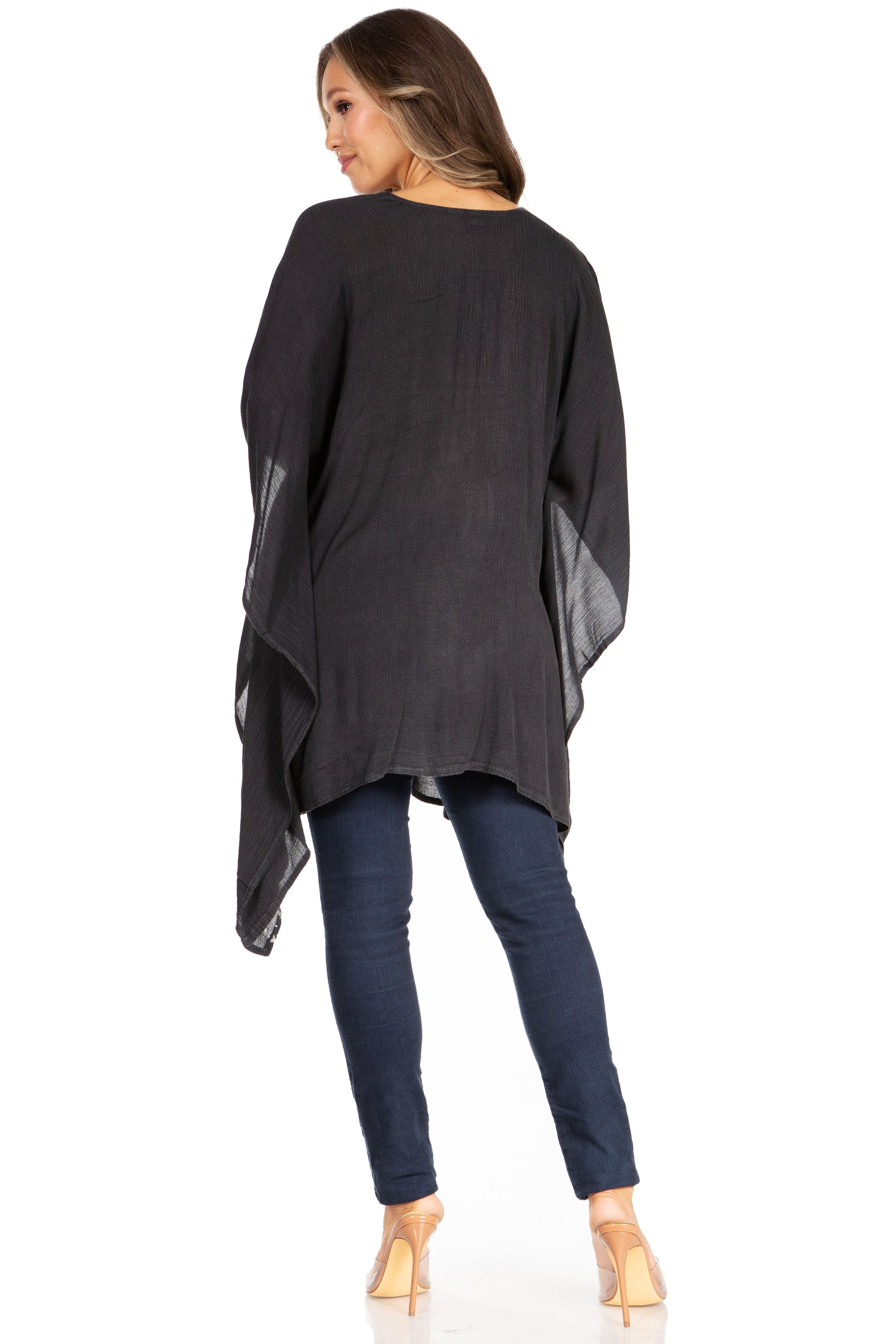 Sakkas Adalwin Third Tie Dye Desert Sun Circle Ponch Tunic Top Blouse W/Embroidery - Concordia Style Boutique