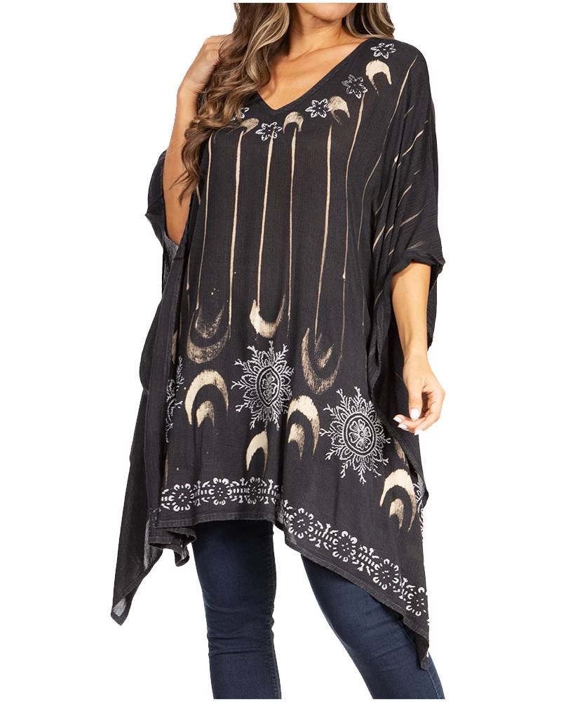 Sakkas Adalwin Third Tie Dye Desert Sun Circle Ponch Tunic Top Blouse W/Embroidery - Concordia Style Boutique
