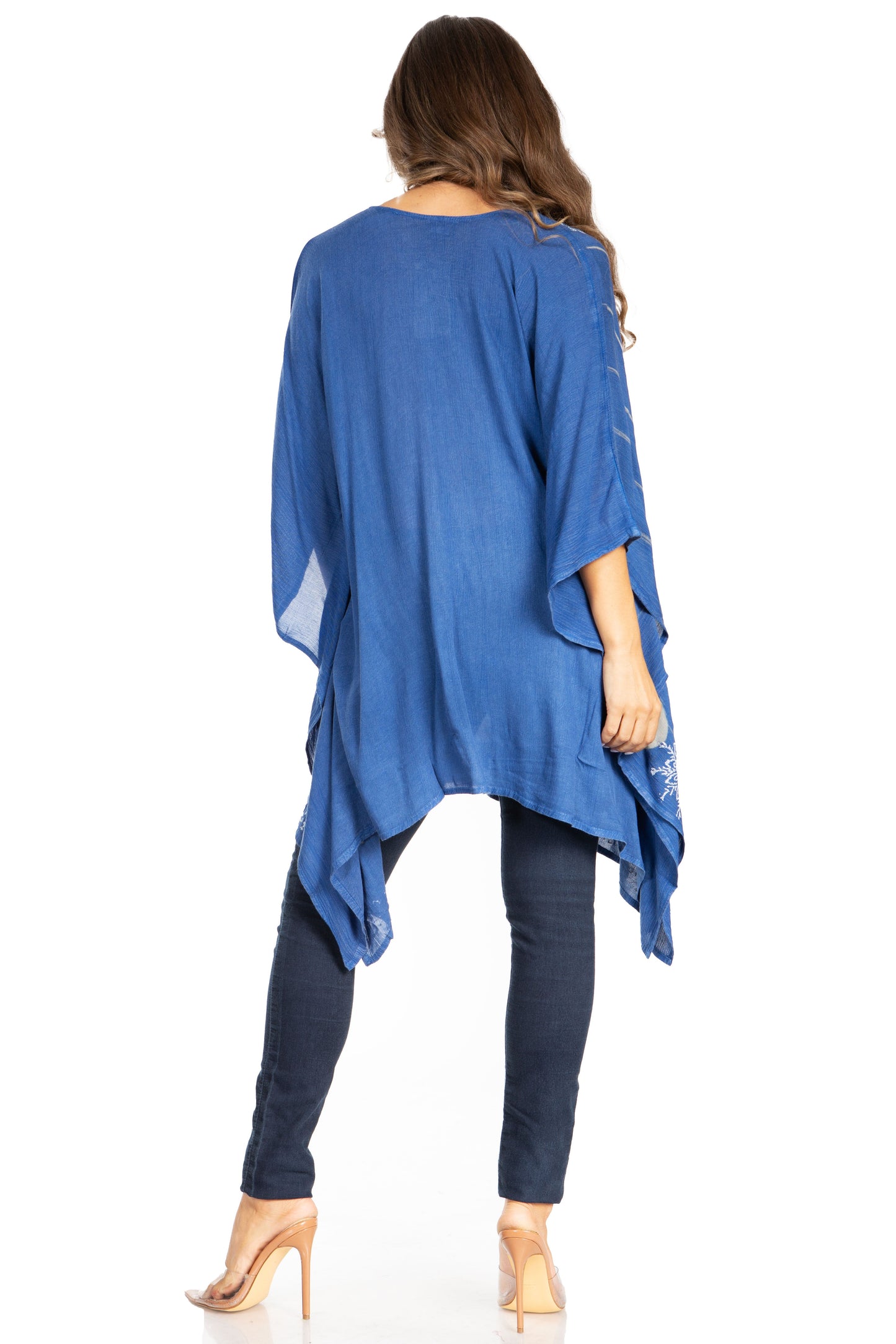 Sakkas Adalwin Third Tie Dye Desert Sun Circle Ponch Tunic Top Blouse W/Embroidery - Concordia Style Boutique