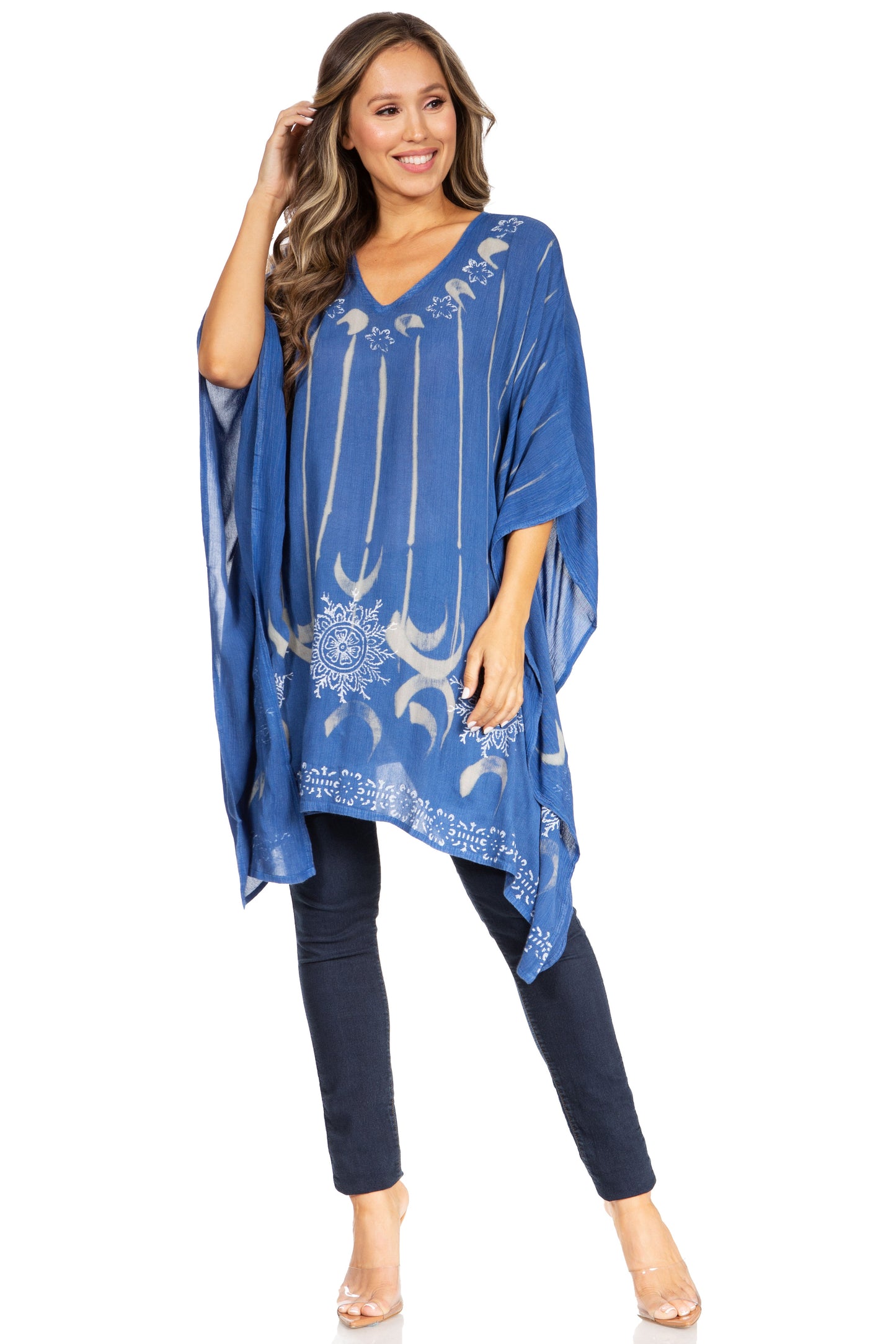 Sakkas Adalwin Third Tie Dye Desert Sun Circle Ponch Tunic Top Blouse W/Embroidery - Concordia Style Boutique