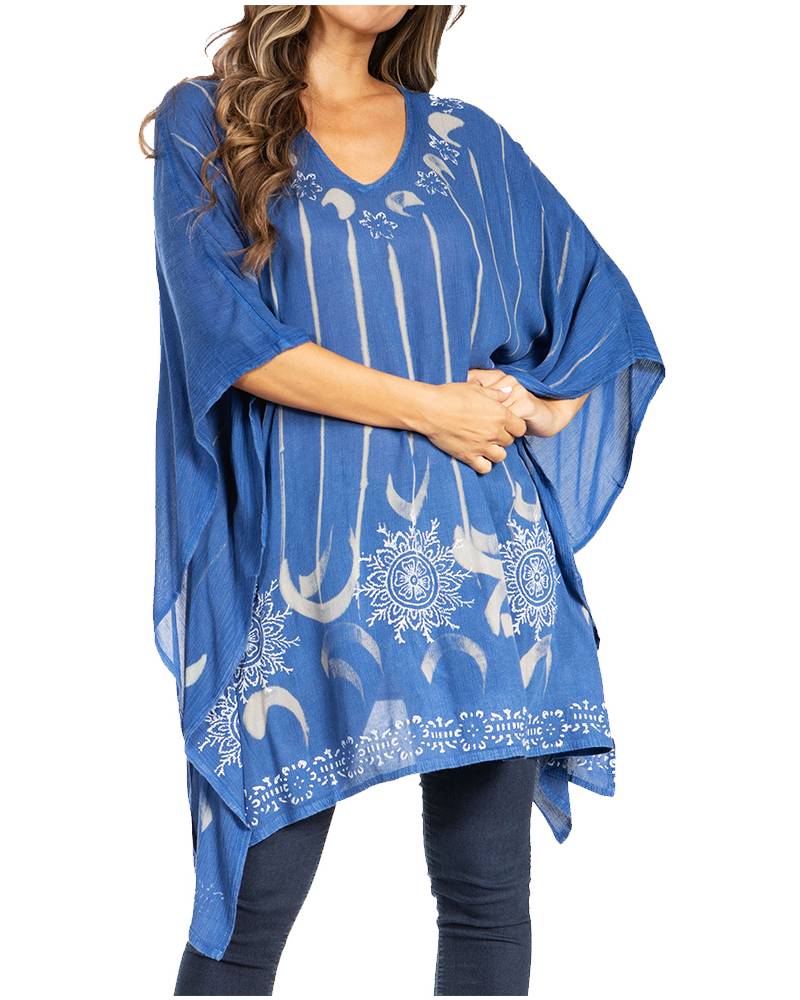 Sakkas Adalwin Third Tie Dye Desert Sun Circle Ponch Tunic Top Blouse W/Embroidery - Concordia Style Boutique