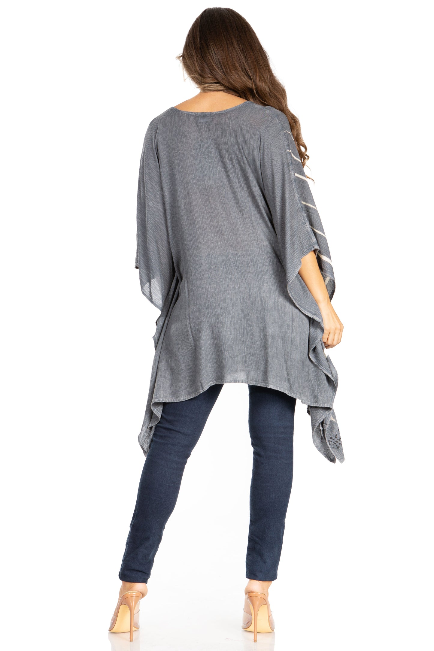 Sakkas Adalwin Third Tie Dye Desert Sun Circle Ponch Tunic Top Blouse W/Embroidery - Concordia Style Boutique