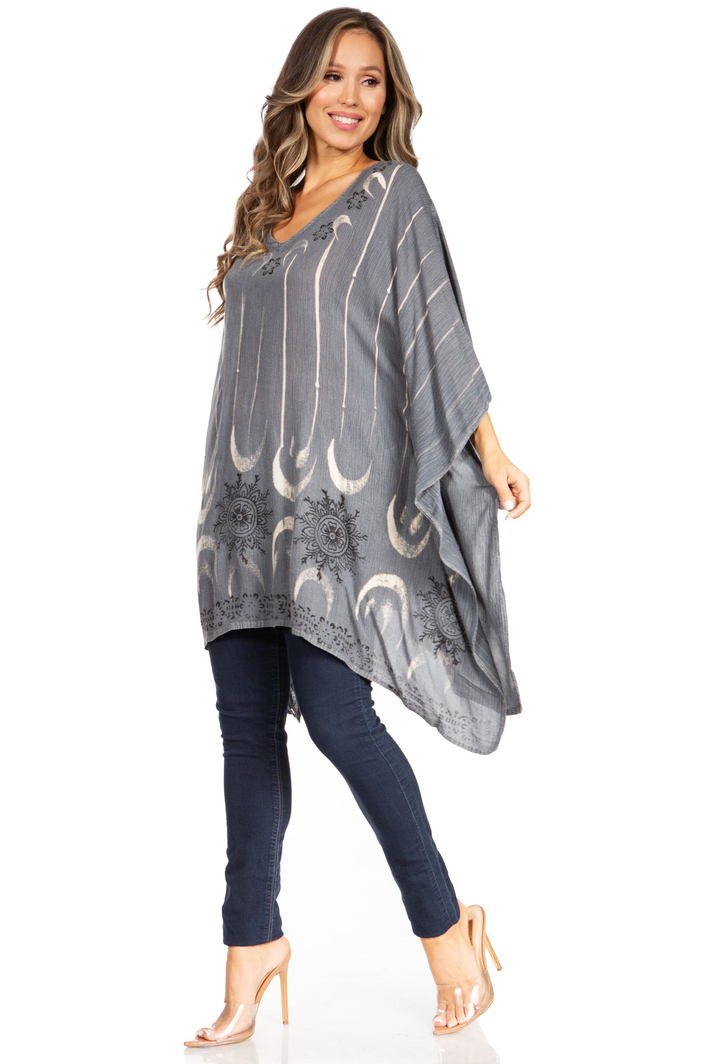 Sakkas Adalwin Third Tie Dye Desert Sun Circle Ponch Tunic Top Blouse W/Embroidery - Concordia Style Boutique