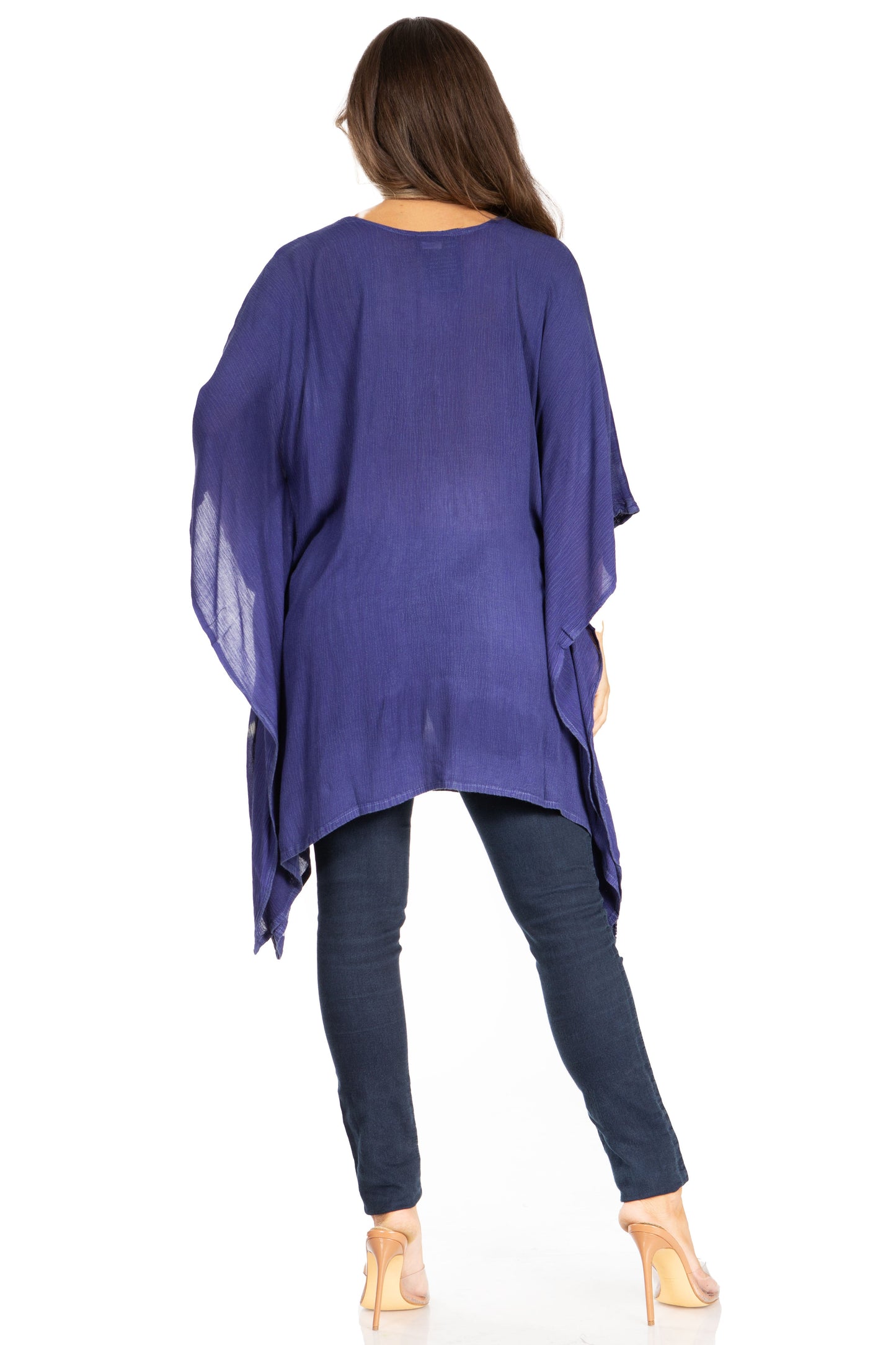 Sakkas Adalwin Third Tie Dye Desert Sun Circle Ponch Tunic Top Blouse W/Embroidery - Concordia Style Boutique