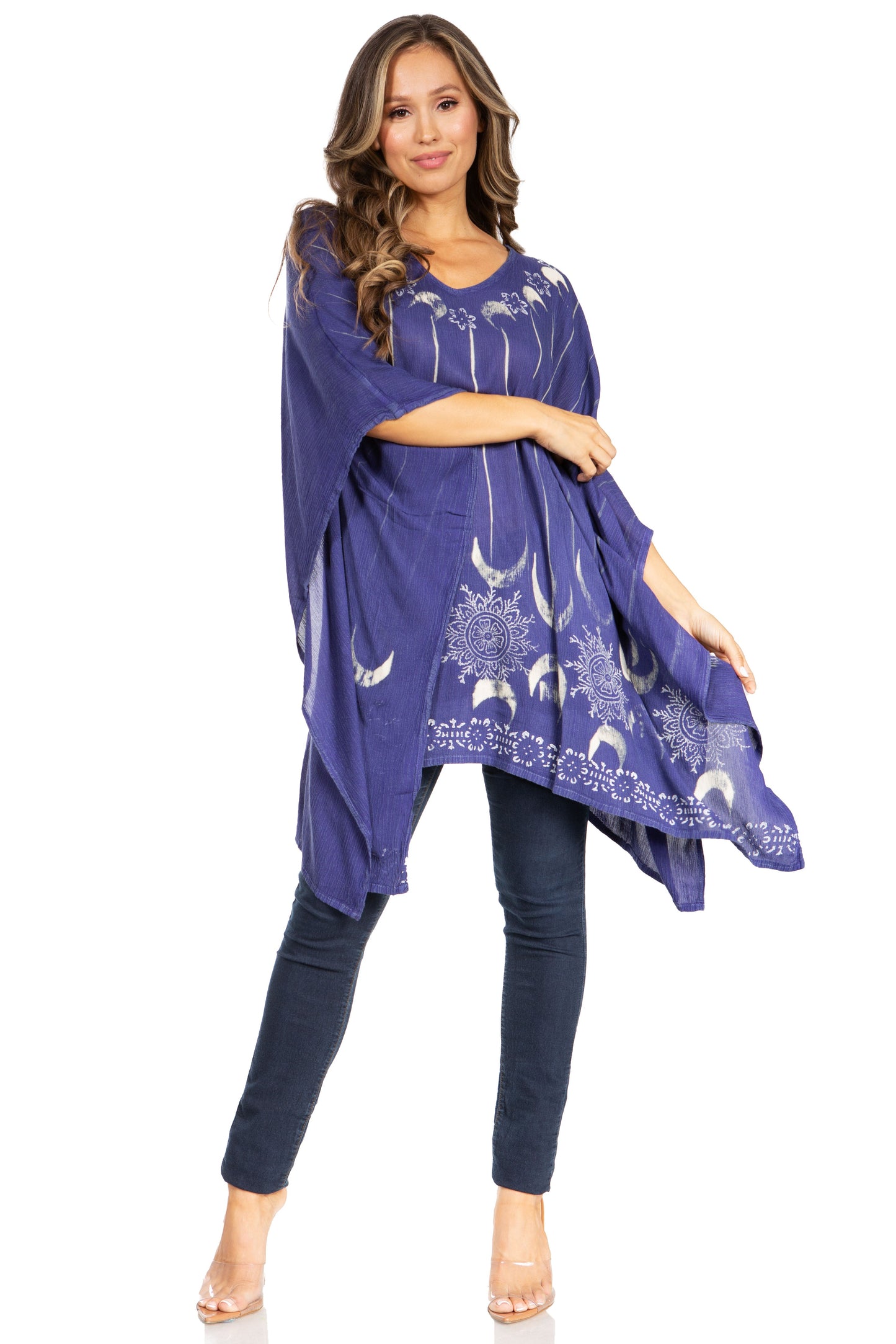 Sakkas Adalwin Third Tie Dye Desert Sun Circle Ponch Tunic Top Blouse W/Embroidery - Concordia Style Boutique