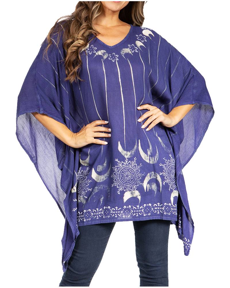 Sakkas Adalwin Third Tie Dye Desert Sun Circle Ponch Tunic Top Blouse W/Embroidery - Concordia Style Boutique