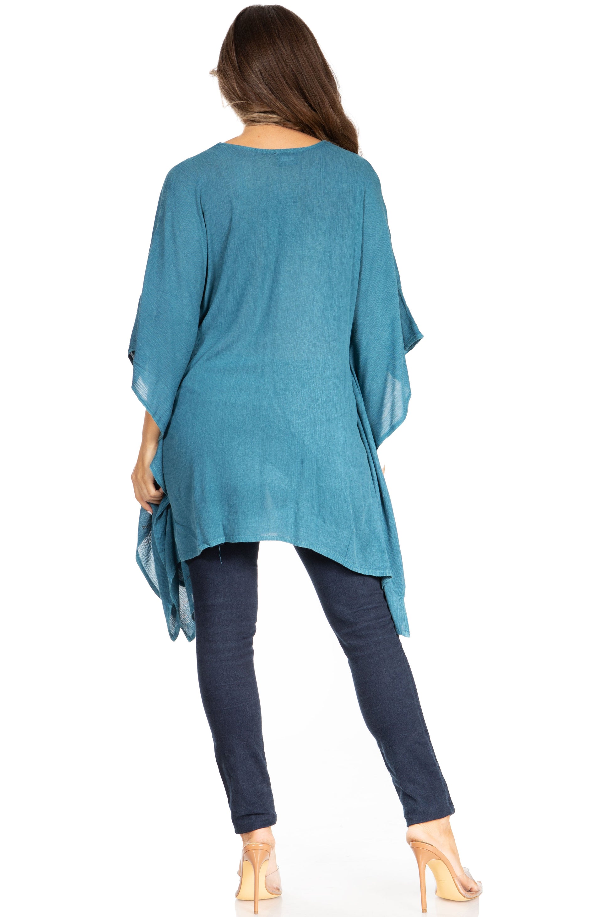 Sakkas Adalwin Third Tie Dye Desert Sun Circle Ponch Tunic Top Blouse W/Embroidery - Concordia Style Boutique