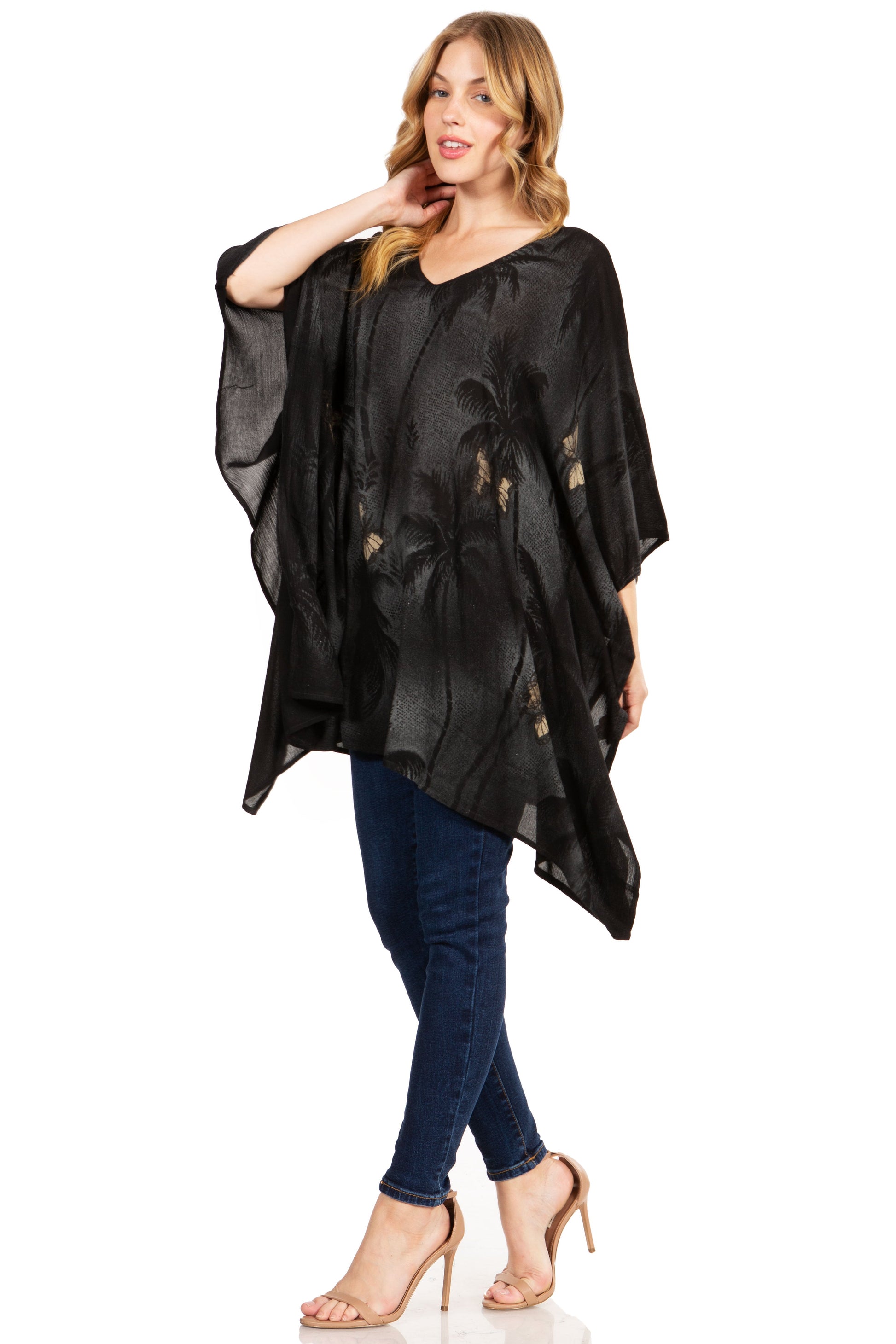 Sakkas Adalwin Third Tie Dye Desert Sun Circle Ponch Tunic Top Blouse W/Embroidery - Concordia Style Boutique