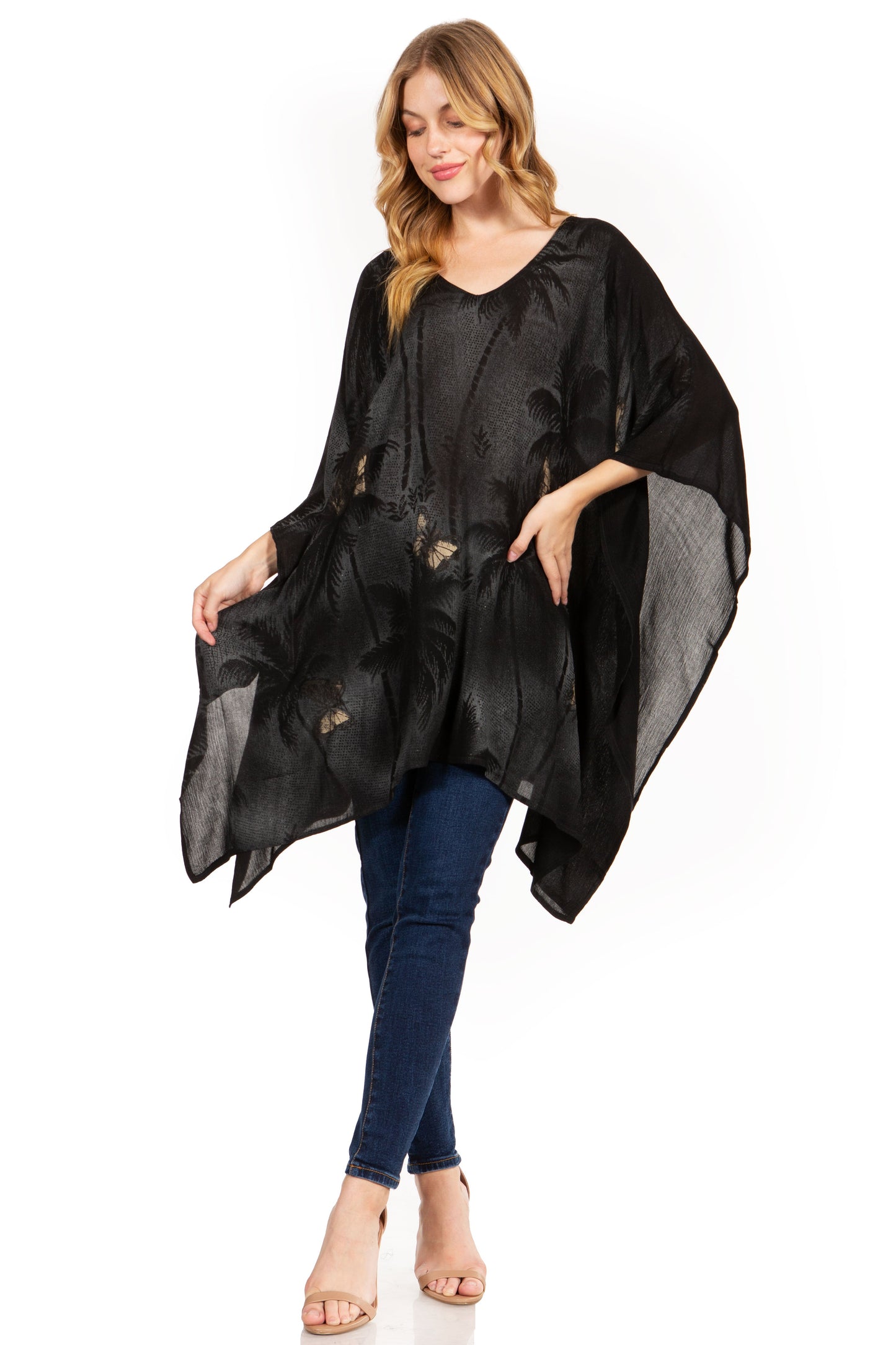 Sakkas Adalwin Third Tie Dye Desert Sun Circle Ponch Tunic Top Blouse W/Embroidery - Concordia Style Boutique